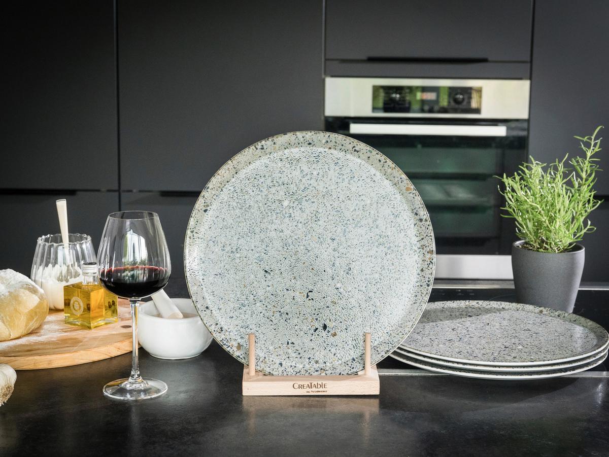 Pizzateller Stone Collection Porzellan, Grau, 4 Stück - Grau, Basics, Keramik - Creatable