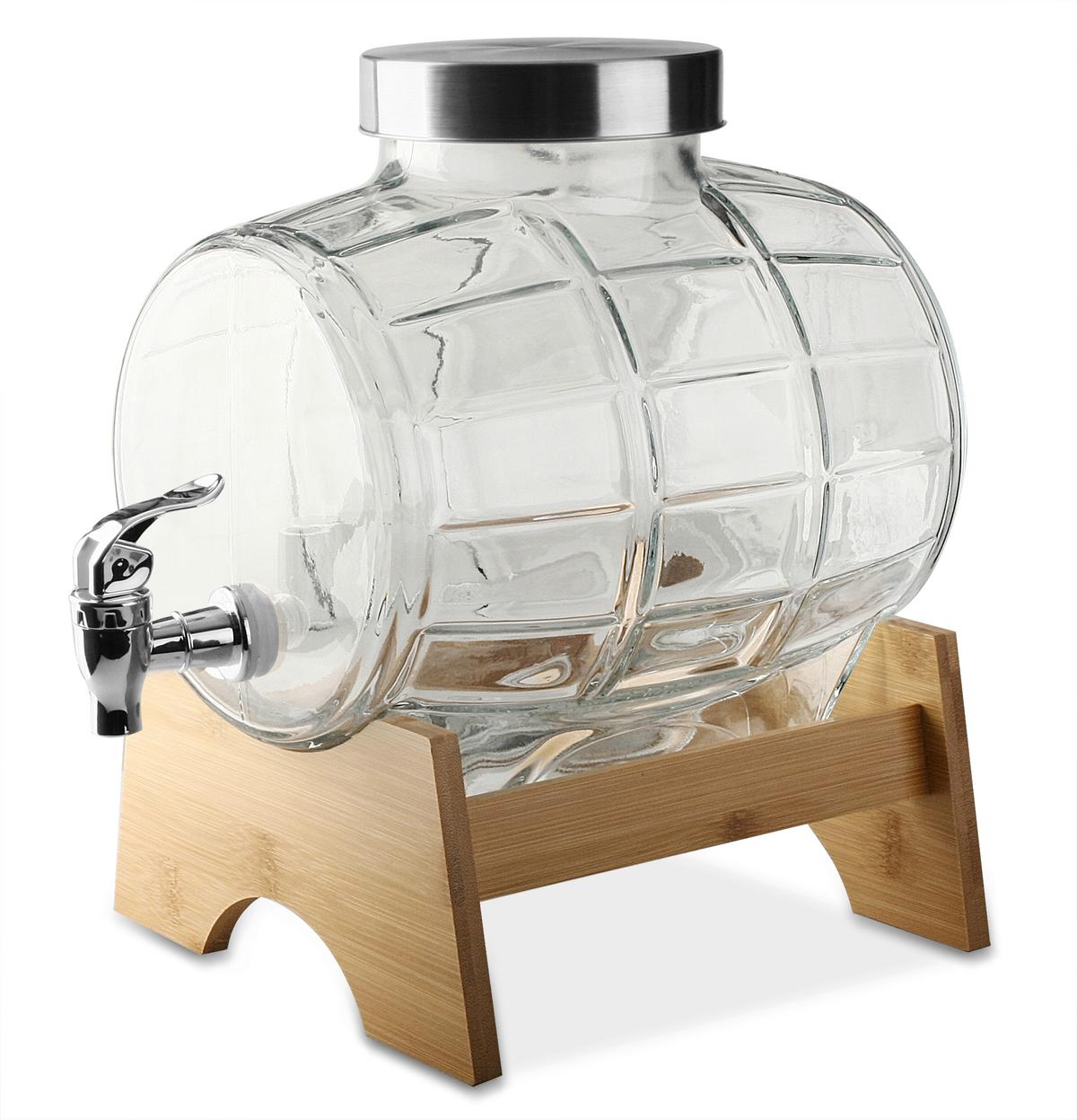 Getränkespender Quinn - Klar/Edelstahlfarben, Basics, Glas/Holz (20.5/20/28.5cm) - James Wood