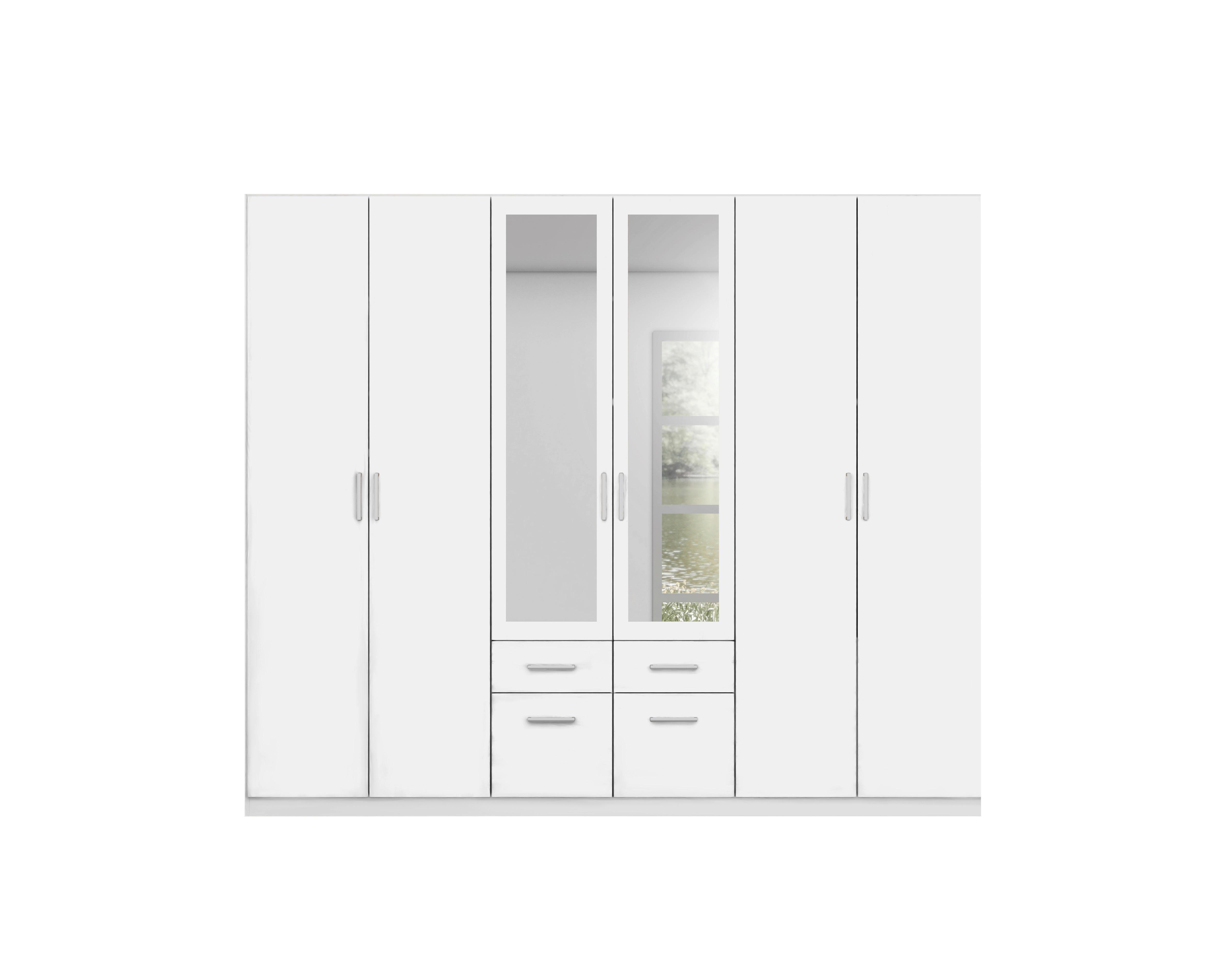 Drehtürenschrank Mit Spiegel 271 cm Bingen Weiß - Weiß, MODERN, Holzwerkstoff (271/229/54cm) - Rauch Möbel