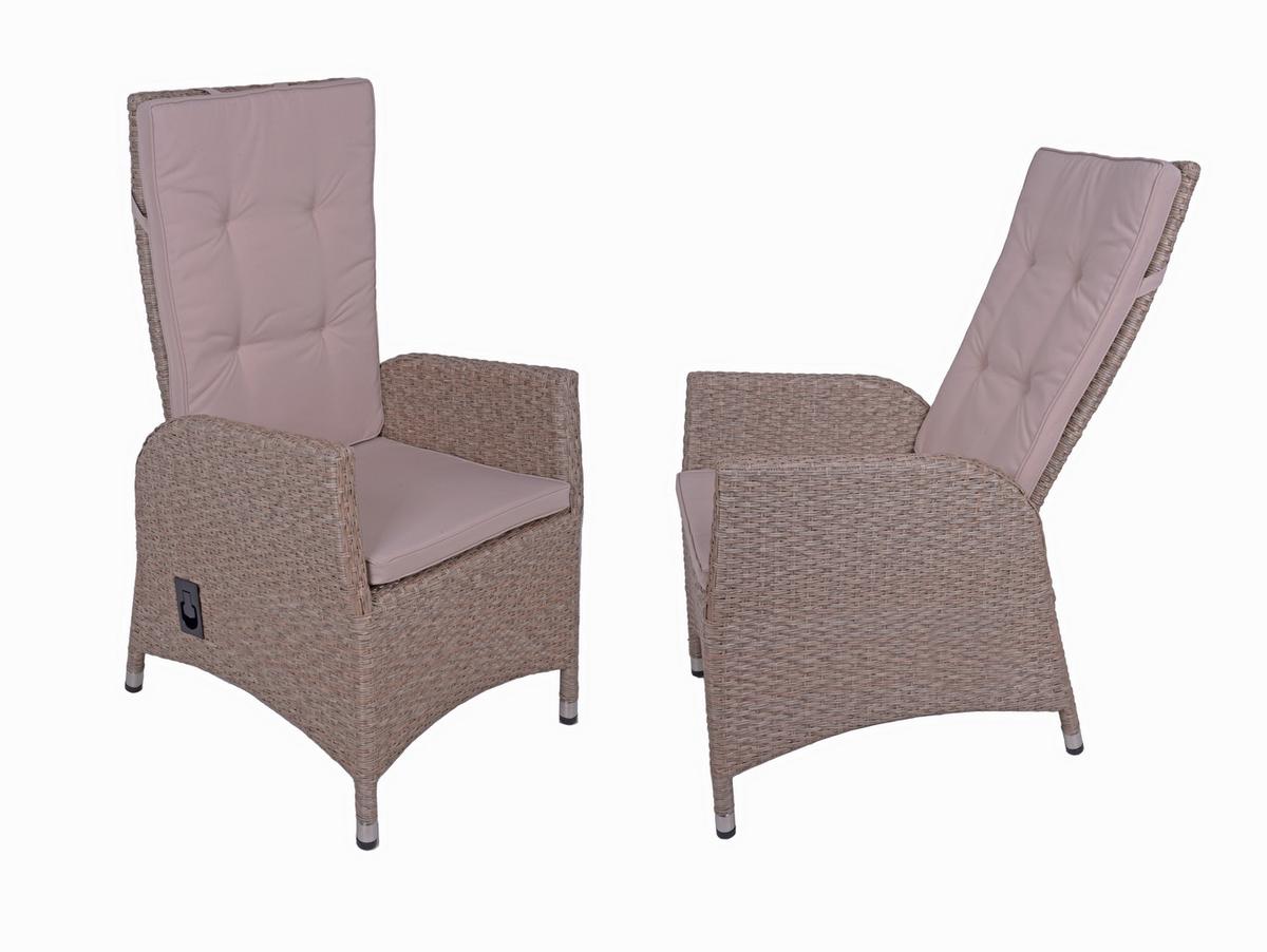 Gartenstuhl-Set Uv-Beständig Braga, Kunststoffgeflecht - Creme/Braun, Basics, Kunststoff/Textil (68/109/60cm) - Gardenson