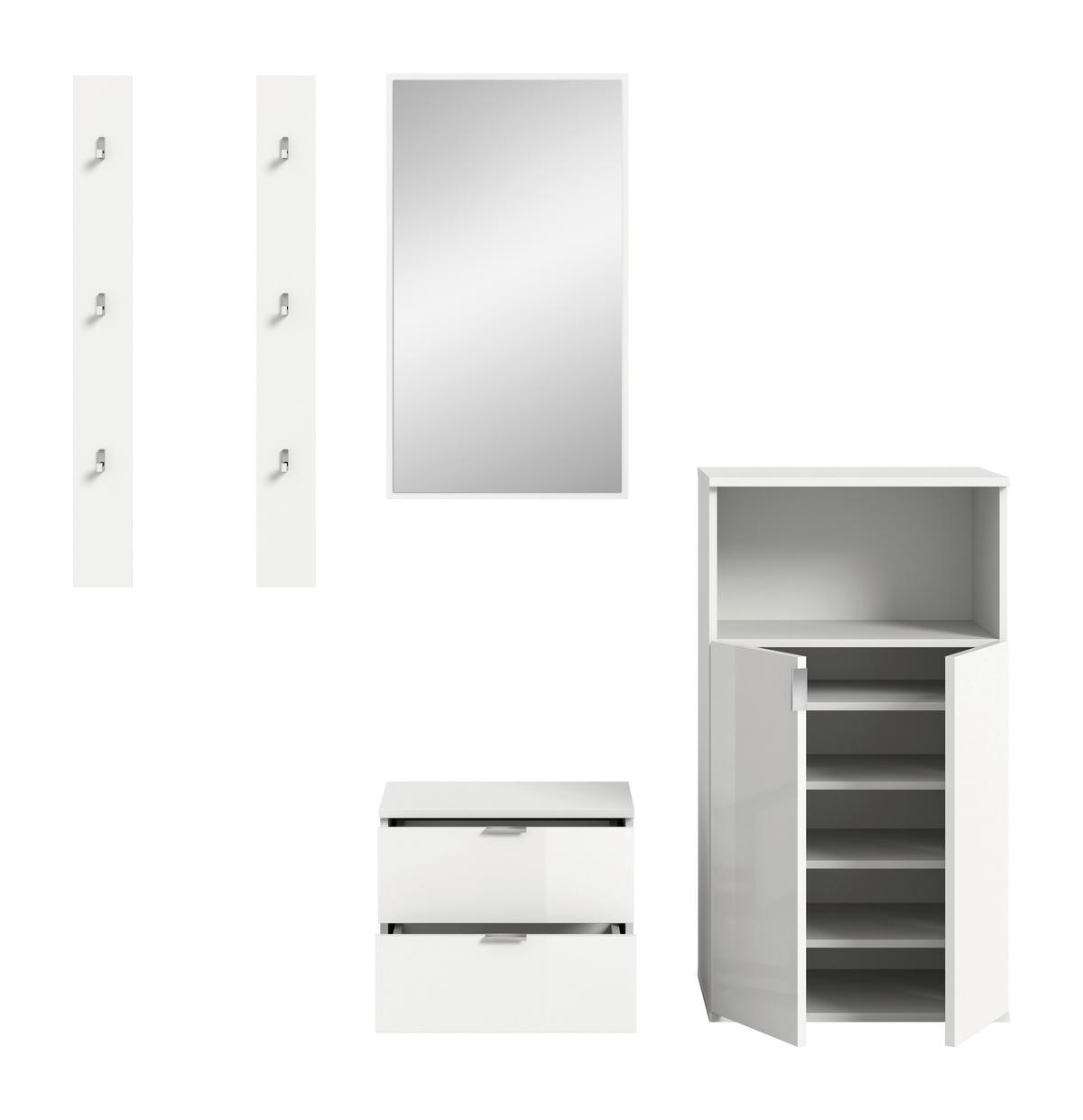 Garderobe Projekt X Weiß B: 179 cm - Weiß Hochglanz/Weiß, Design, Holzwerkstoff (179/193/37cm) - Livetastic