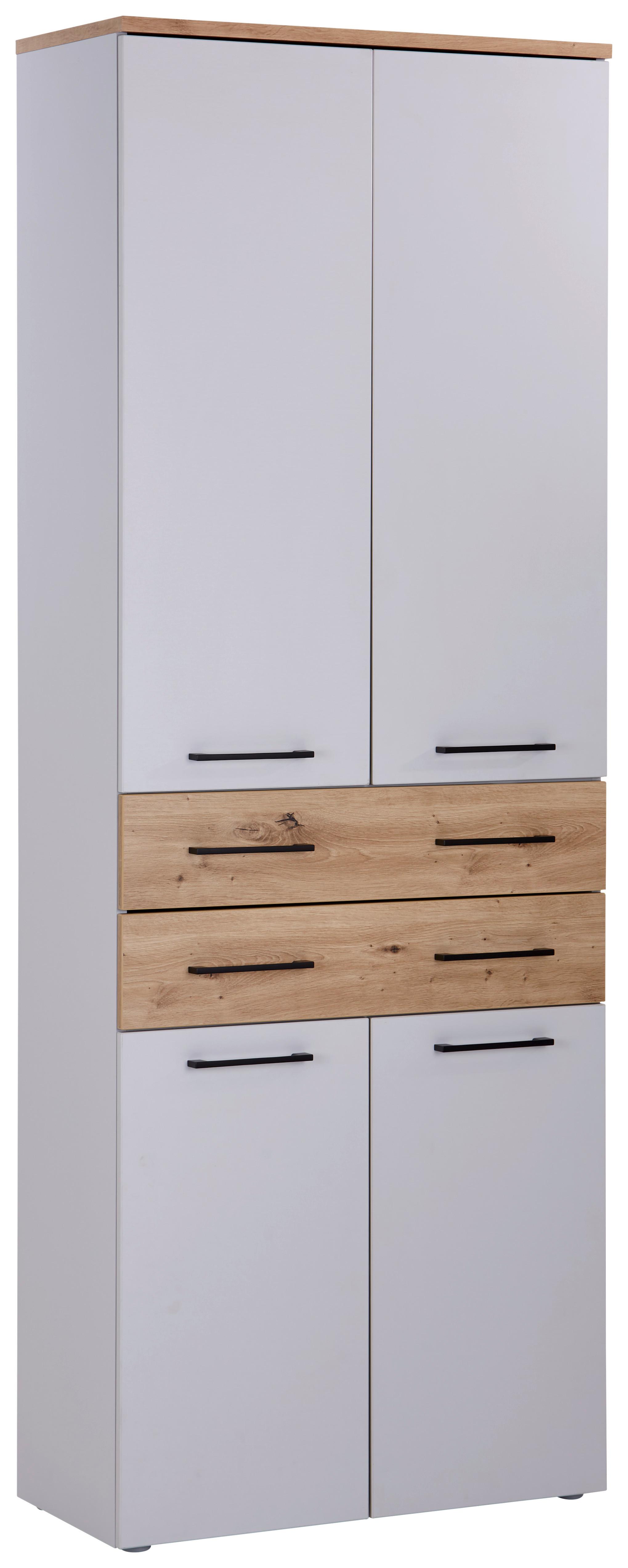 Aktenregal Kontor K6 Eiche Dekor Grau B: 80 Cm - Eichefarben/Grau, MODERN, Holzwerkstoff (80/220/38cm)