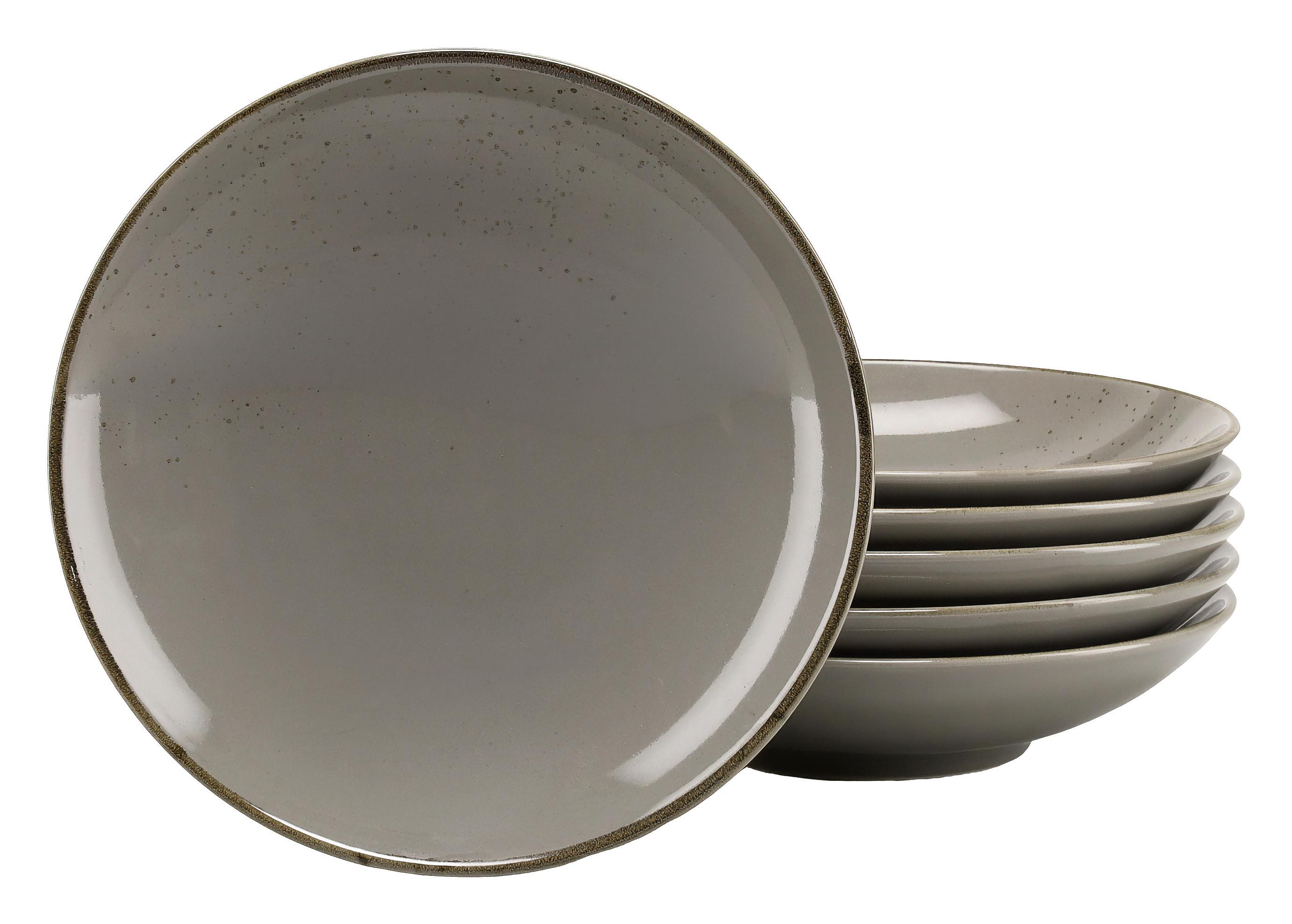 SADA HLBOKÝCH TANIEROV NATURE COLLECTION - sivá, Trend, keramika (22cm) - Creatable