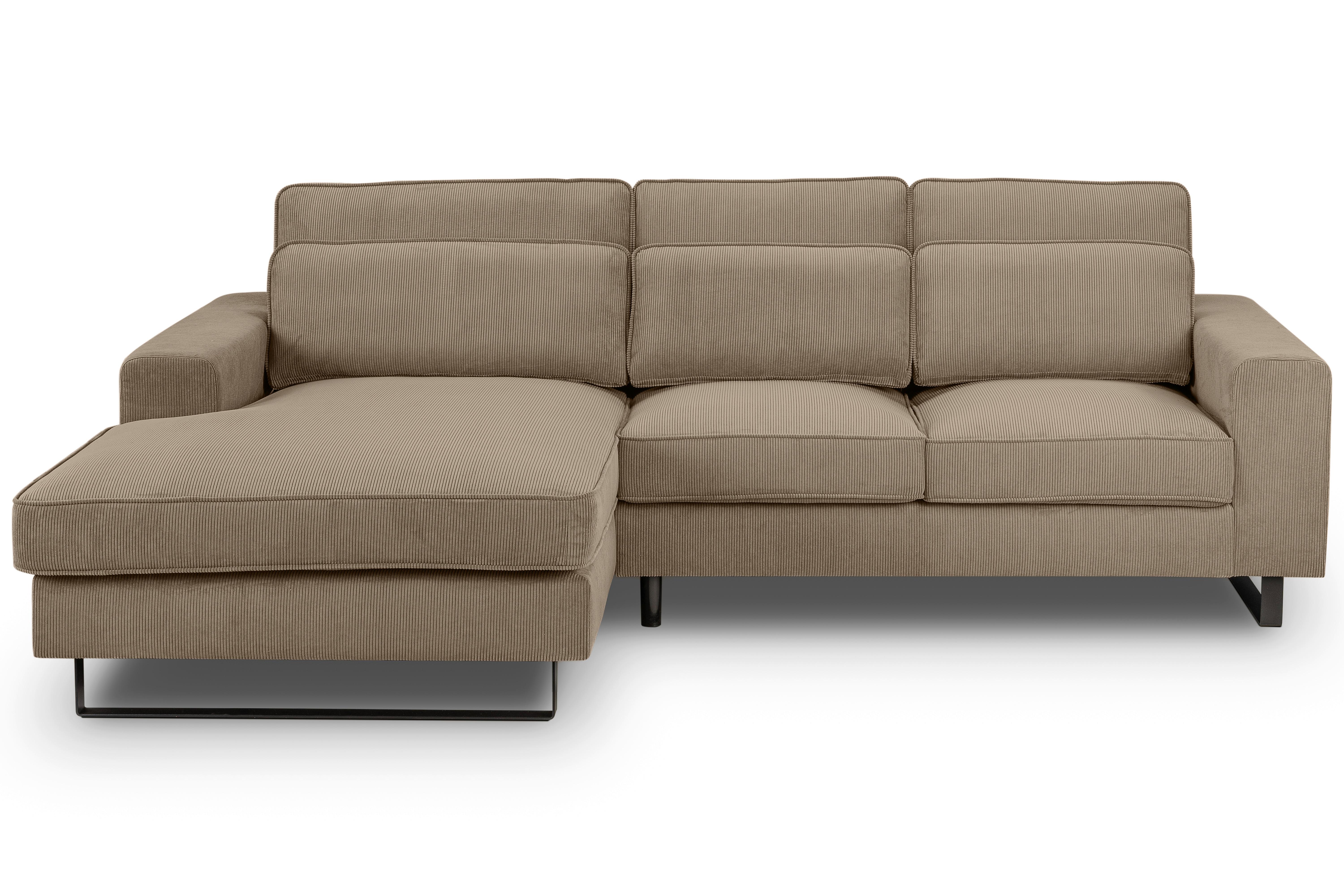 Ecksofa Bolivia Beigebraun S:276x183cm - Beige/Beigebraun, Basics, Holzwerkstoff/Textil (276/183cm) - MID.YOU