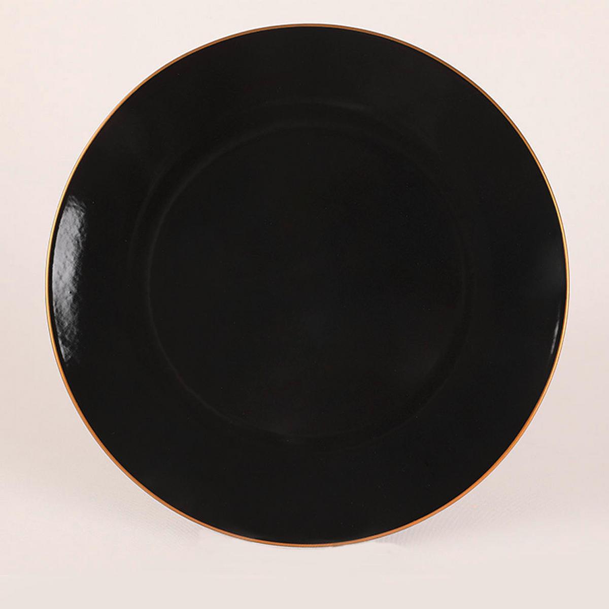 Kombiservice Porzellan, Für 6 Personen, Schwarz, Goldfarben - Goldfarben/Schwarz, Basics, Keramik (19/19/19cm) - P & B