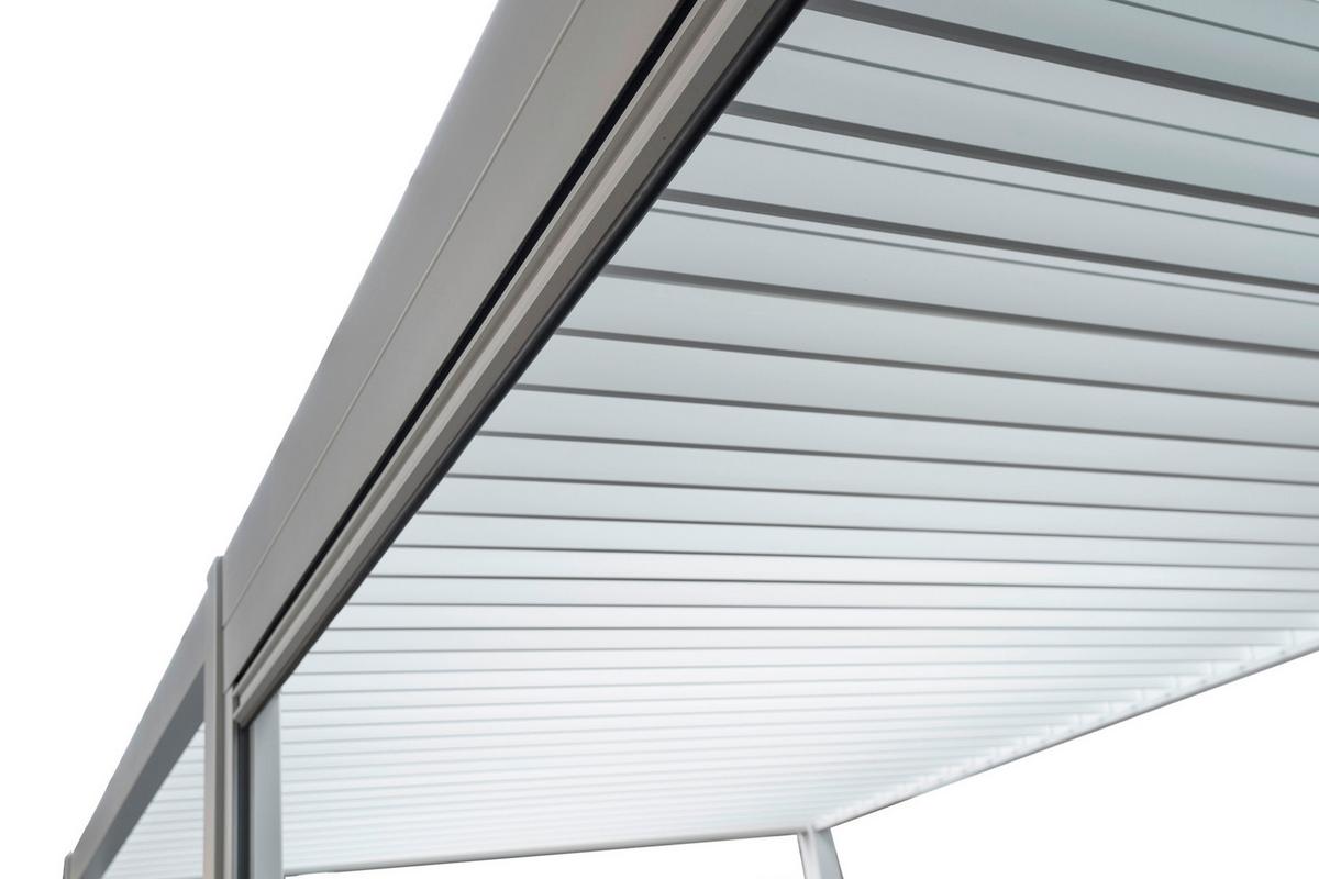 Pavillon-rollo Mirador B: 400 Cm, Wetterfest - Weiß/Grau, MODERN, Textil/Metall (400/250/10cm) - Gardenson