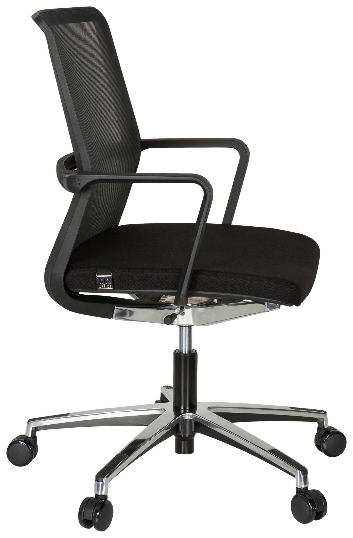 Drehstuhl Move-tec Net 3d Höhenverstellbar Schwarz - Alufarben/Schwarz, MODERN, Kunststoff/Textil (57/105/55cm) - MID.YOU
