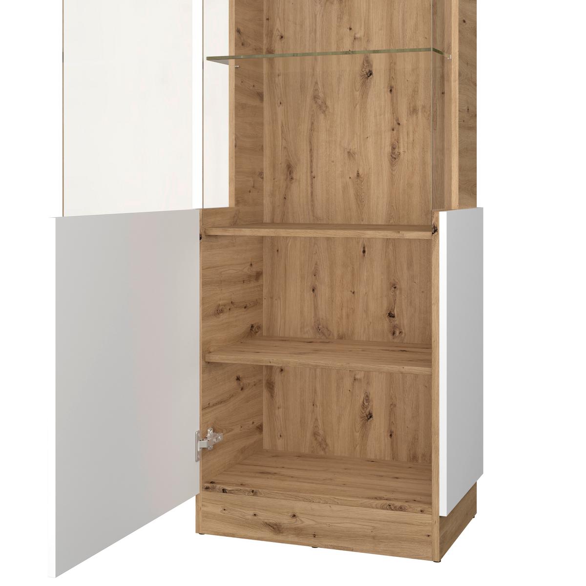 Vitrine Calabria Türanschlag LINKS - Eichefarben/Weiß, Trend, Glas/Holzwerkstoff (60,1/200,5/40cm)