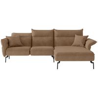 Ecksofa Jakarta - Hellbraun/Edelstahlfarben, Design, Textil (265/185cm) - Livetastic