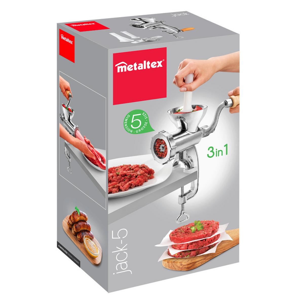 Húsdaráló Jack 3 In 1 - alumínium színű, Basics, műanyag/fém (14,3/26,1/9,8cm) - Metaltex