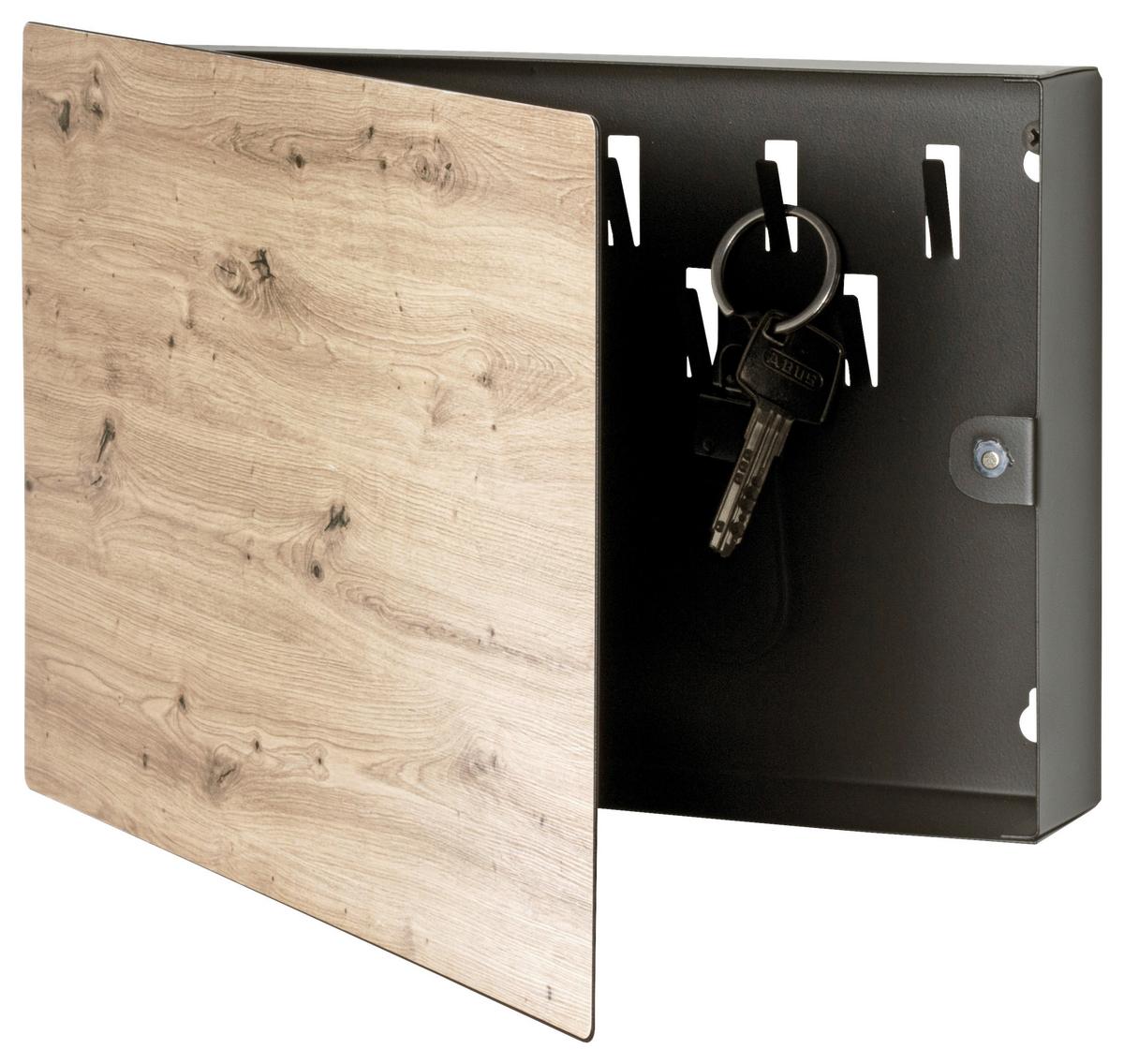 Schlüsselkasten Wien 47603 - Schwarz/Eiche Artisan, MODERN, Metall (28/19/4cm)