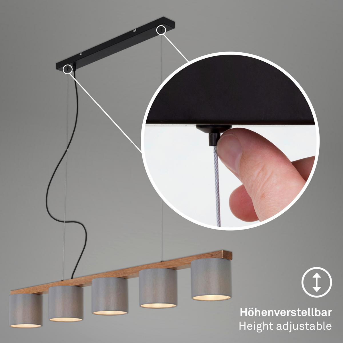 PENDELLEUCHTE LxBxH: ca. 110x15x13,6 cm - Schwarz/Grau, Basics, Holz/Kunststoff (110/15/13,6cm)