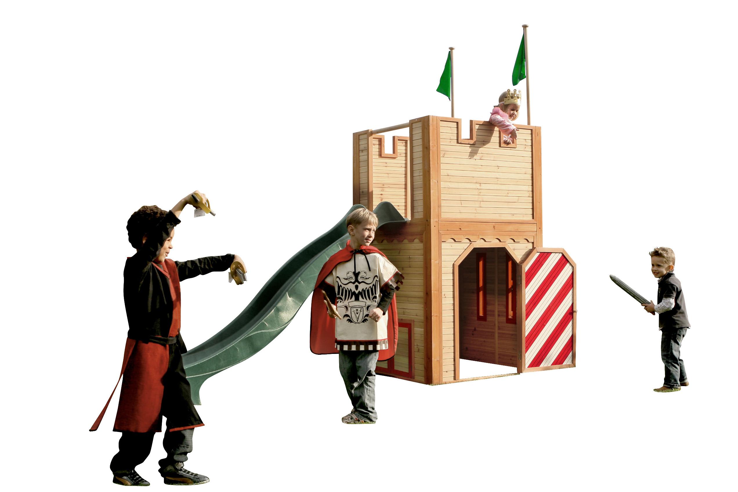 Veža na hranie ARTHUR hnedá - hnedá/zelená, Basics, drevo (319/110/195cm)