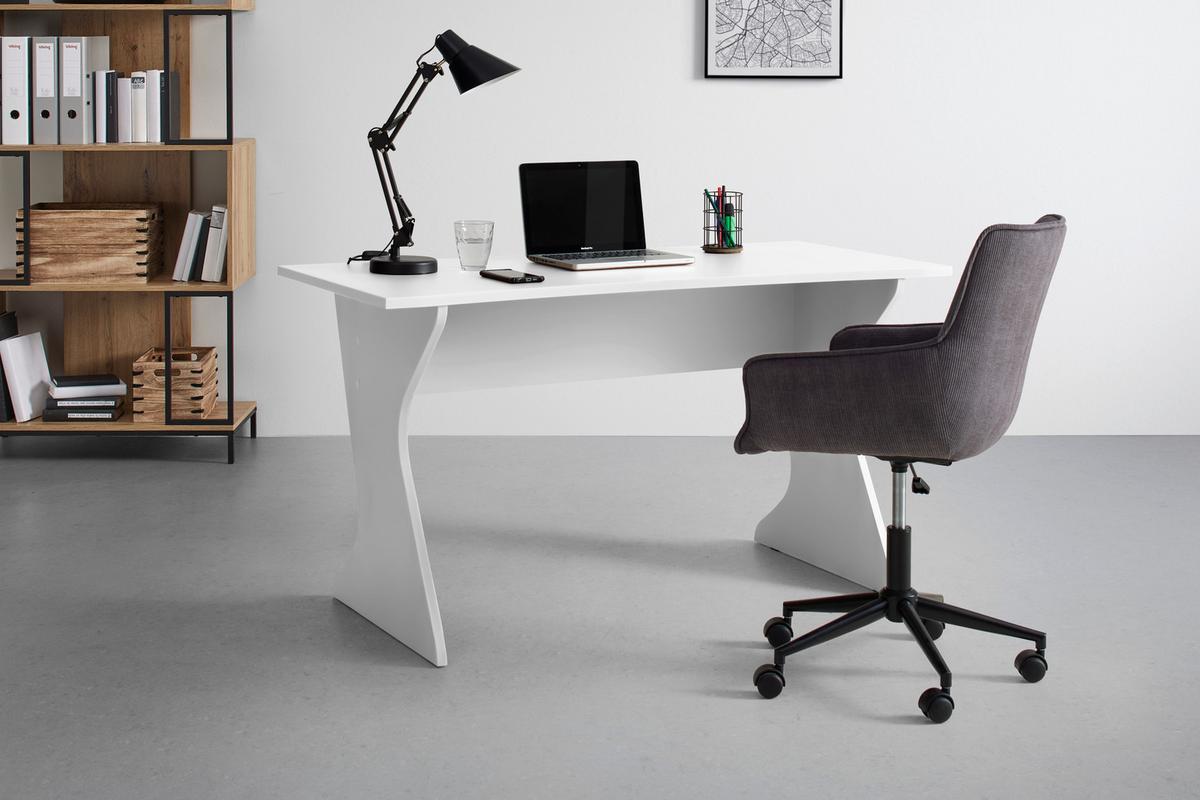 Písací stôl UTAPAU - biela, Modern, kompozitné drevo (140/76,2/65cm) - Mömax
