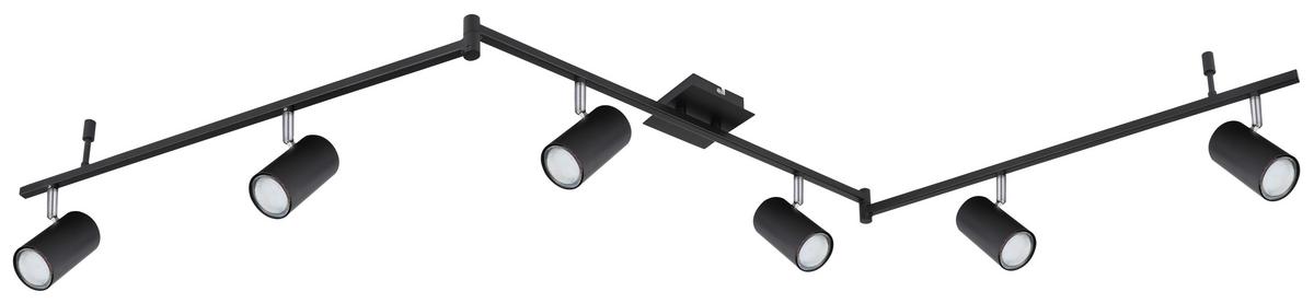 Strahler 6-Flammig verstellbar L: 180 cm - Schwarz, Design, Metall (180/10/18,5cm) - Globo