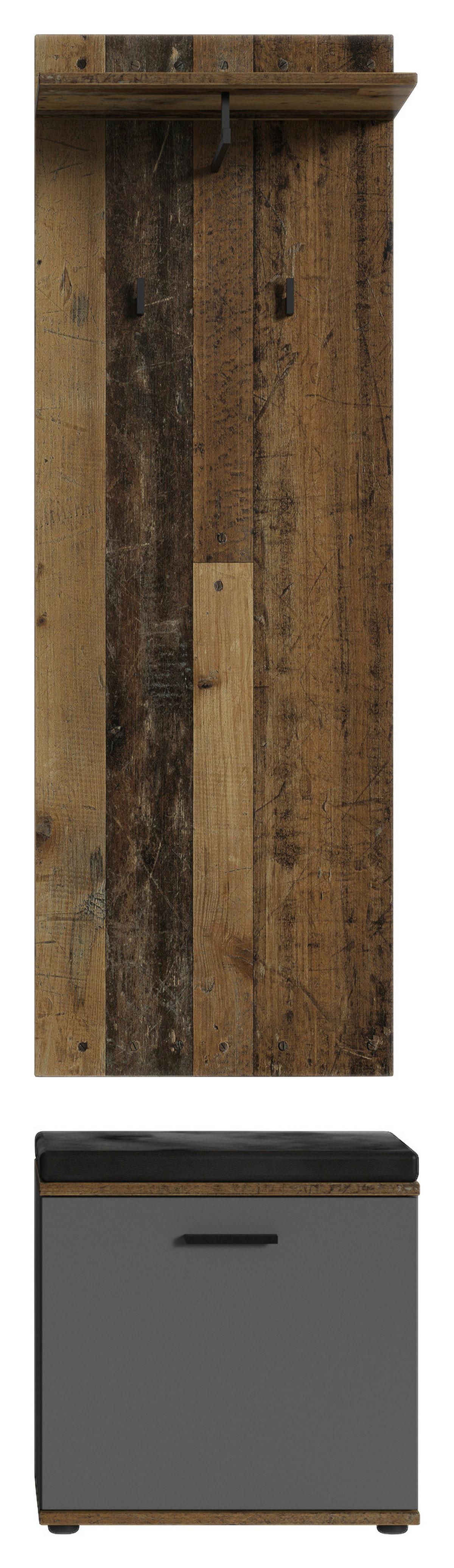 Garderobenbank Jakob Anthrazit/alteiche B: 48,5 Cm - Alteiche/Anthrazit, LIFESTYLE, Holzwerkstoff (48,5/49/30cm) - MID.YOU