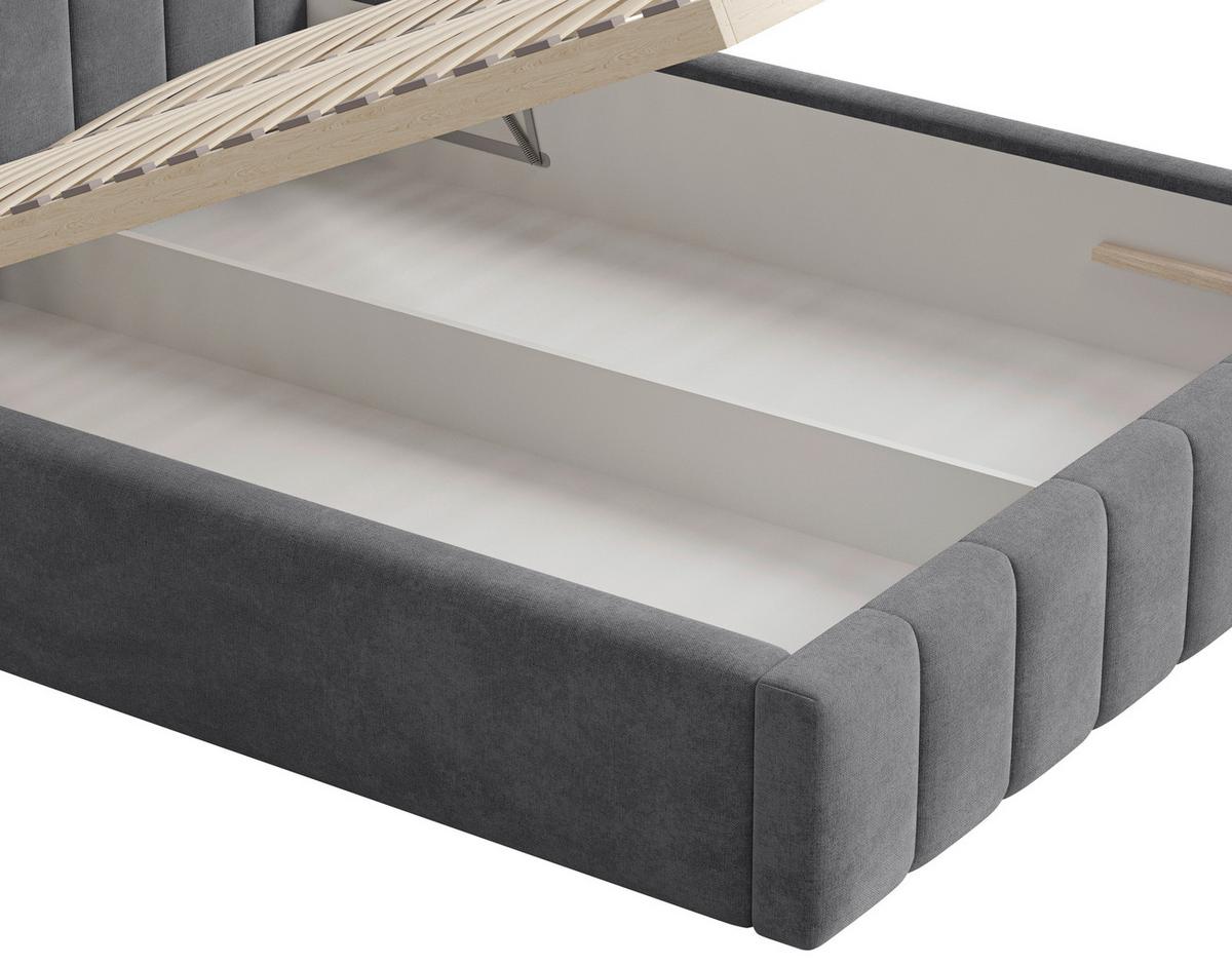 POLSTERBETT Sky Grau 160x200cm - Schwarz/Grau, MODERN, Holz (160/200cm) - MID.YOU