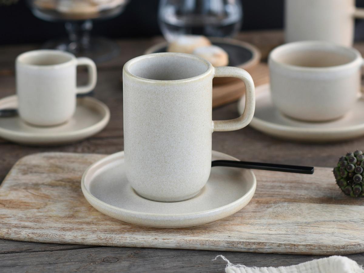 Kaffeebecherset 6-Teilig. Steinzeug, weiß - Weiß, Trend, Keramik (300ml) - Creatable