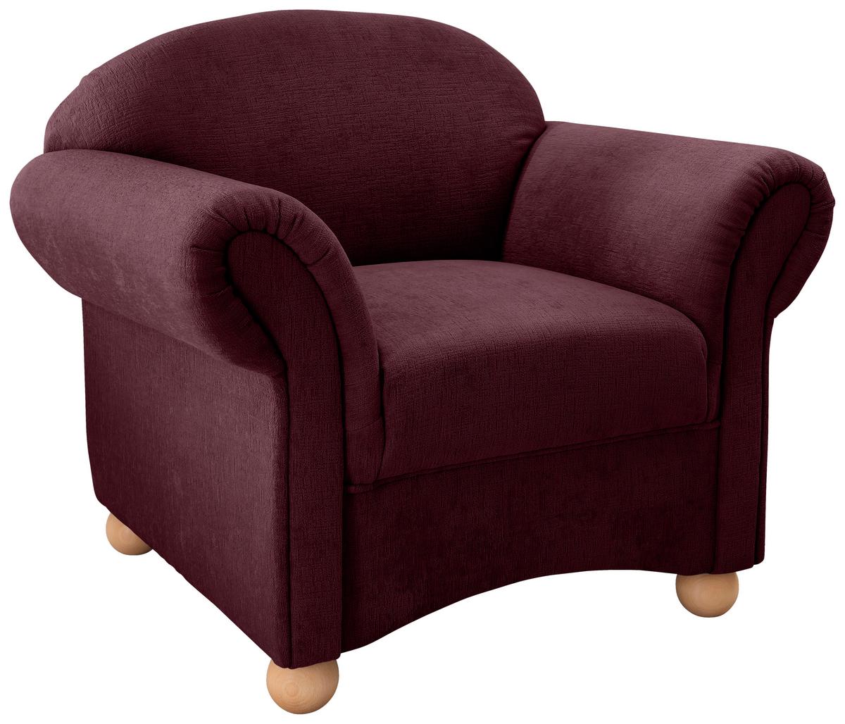 Sessel Torello Bordeaux B: 90cm - Wildeiche/Bordeaux, KONVENTIONELL, Textil (90/84/80cm) - Livetastic