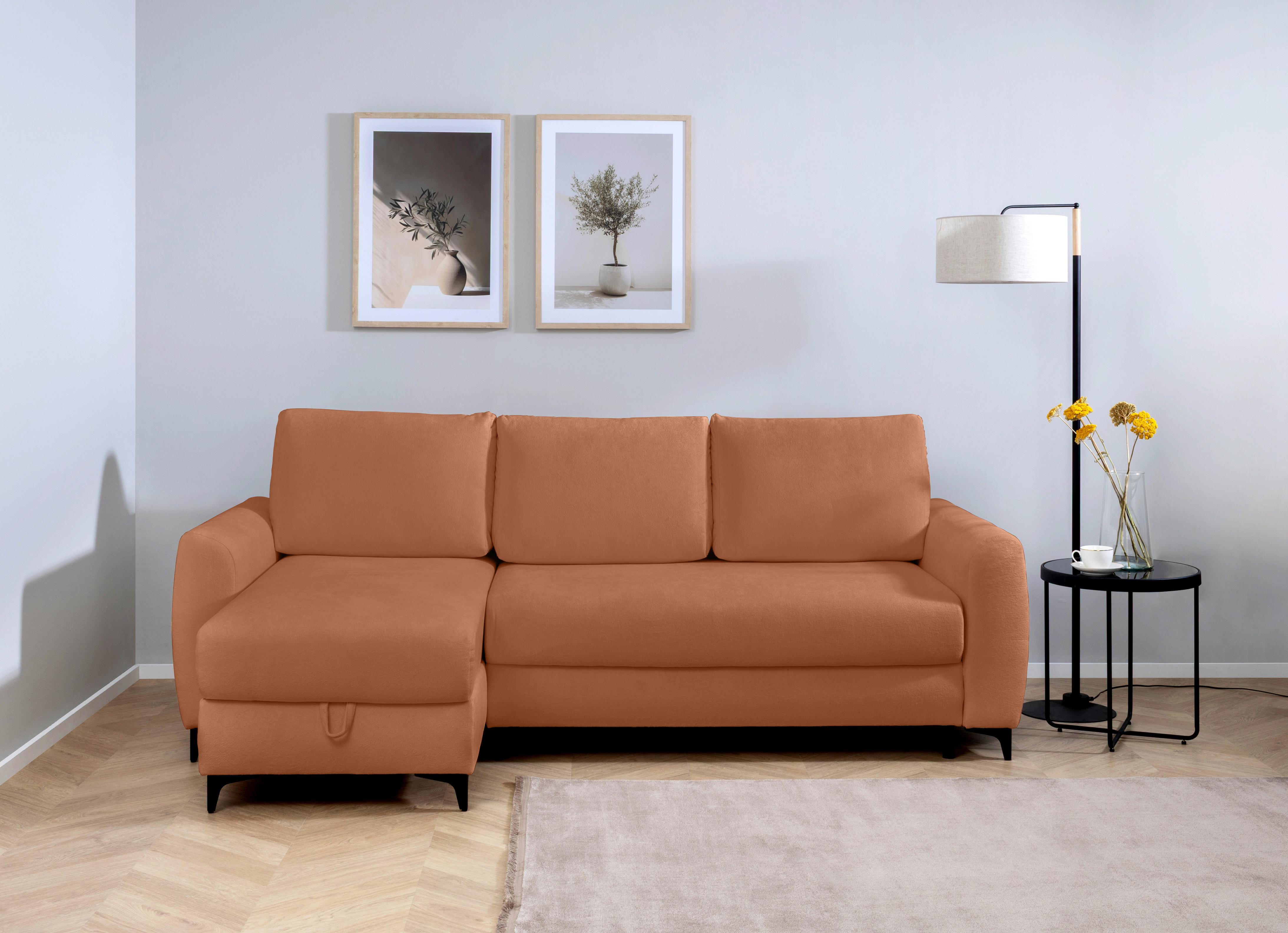 Ecksofa Moli, Rostfarben S: 236x148 cm - Rostfarben/Schwarz, Design, Textil (236/148cm) - MID.YOU