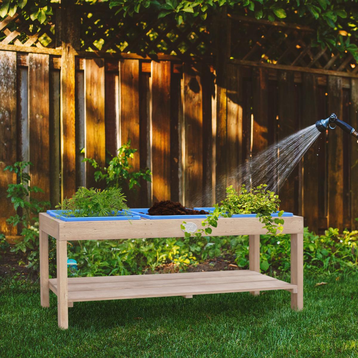 Sand- Und Wassertisch A060.080.00 - Blau/Braun, KONVENTIONELL, Holz/Kunststoff (124/50/27cm) - Ambia Garden