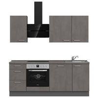 Kuchynská linka 210 cm, bridl.šedý betón/bridl.šedá - farba ušľachtilej ocele/bridlicová, Modern, kov/kompozitné drevo (210cm) - Nobilia