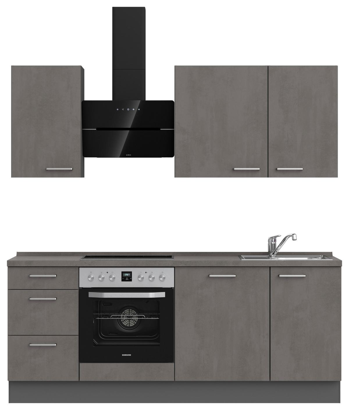 Kuchynská linka 210 cm, bridl.šedý betón/bridl.šedá - farba ušľachtilej ocele/bridlicová, Modern, kov/kompozitné drevo (210cm) - Nobilia