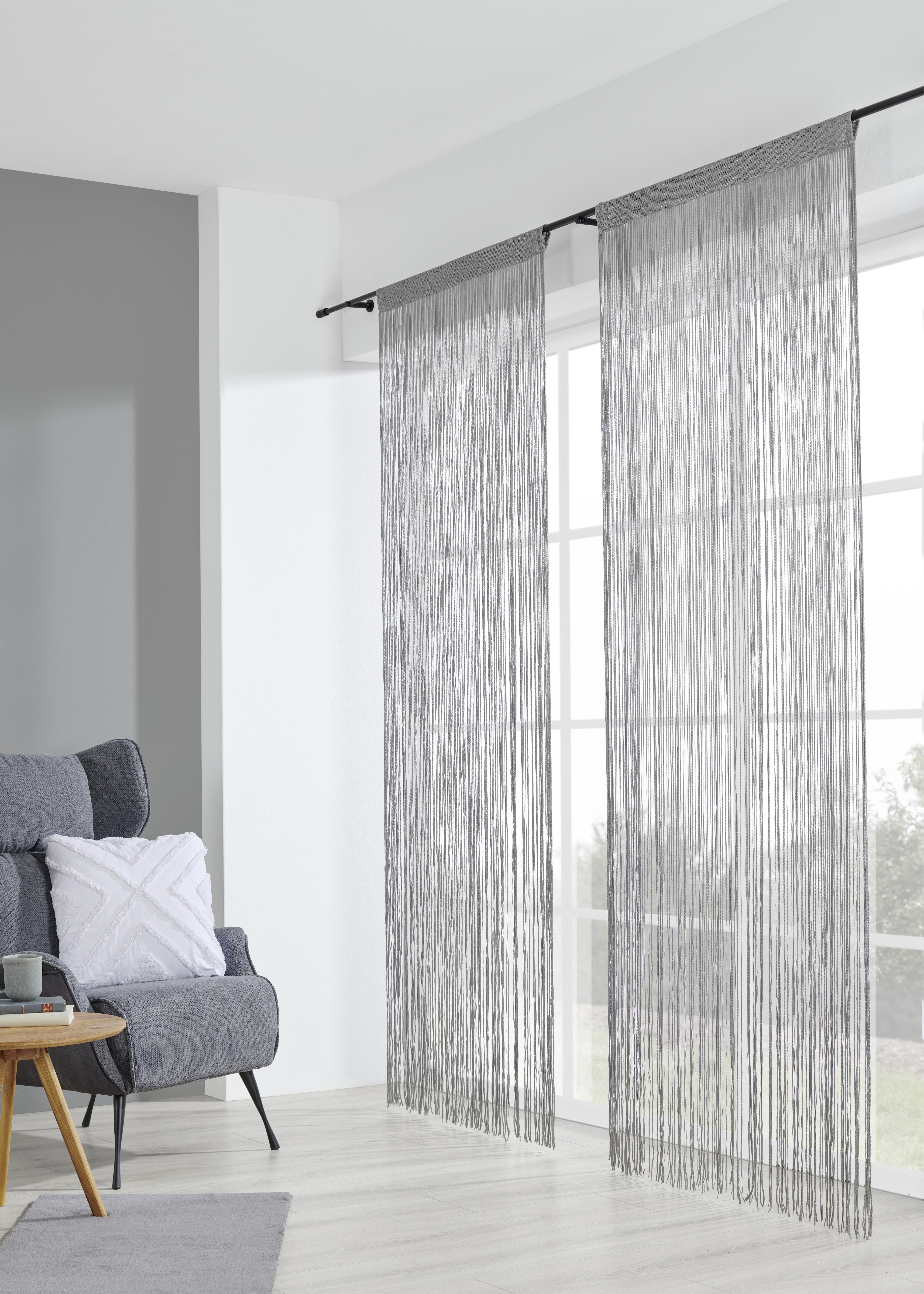 Provázkový Závěs String Uni, 90/250cm, Stříbrná - barvy stříbra, Konvenční, textil (90/250cm) - Premium Living
