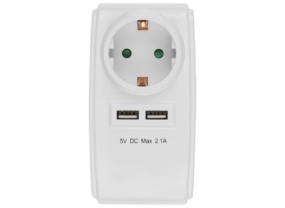 Multistecker 2x USB-anschluss - Weiß, KONVENTIONELL, Kunststoff (11,3/6,3/7,6cm) - Homezone Multistecker 2x USB-anschluss - Weiß, KONVENTIONELL, Kunststoff (11,3/6,3/7,6cm) - Homezone