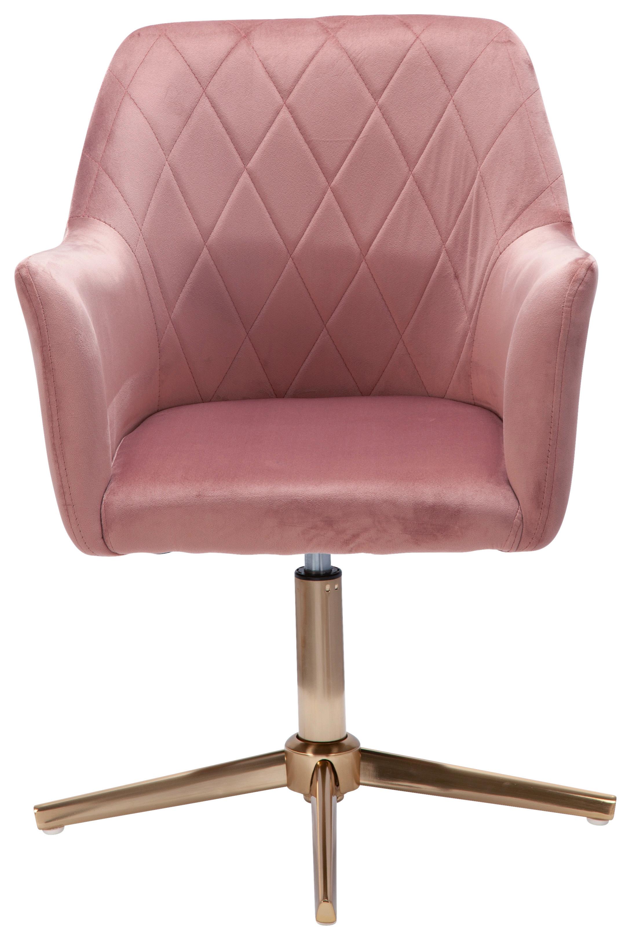 MID.YOU Armlehnstuhl Samt Rosa/Gold Gepolstert