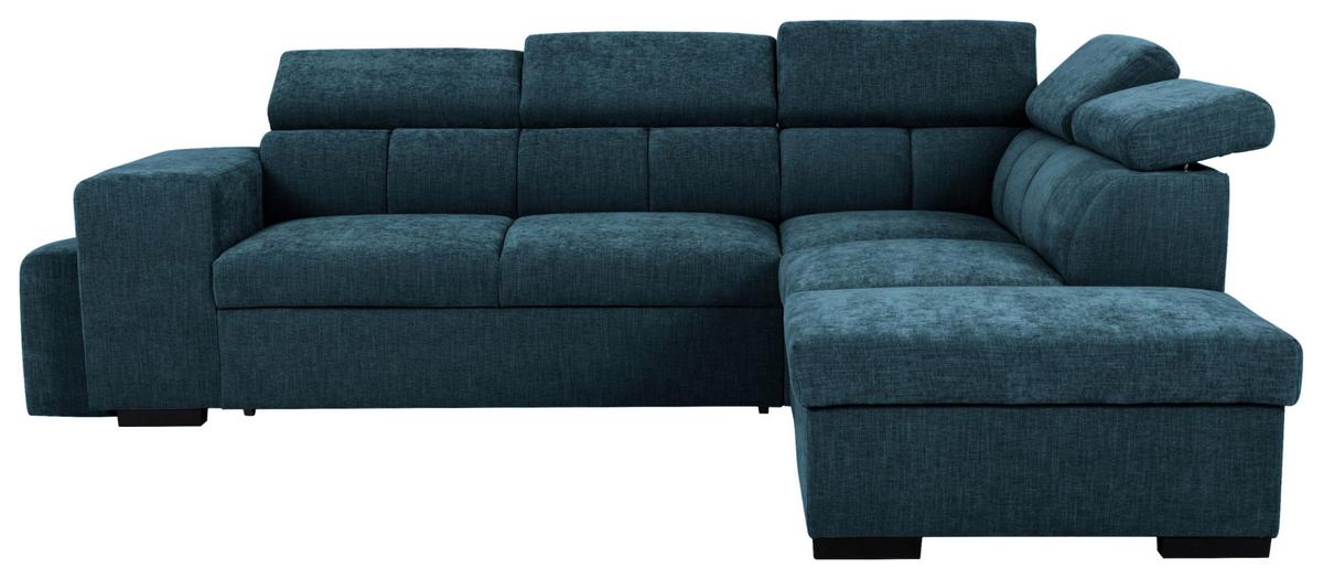 Ecksofa Sirius L blau, 267x218cm - Blau/Eichefarben, KONVENTIONELL, Holz/Holzwerkstoff (267/218cm)