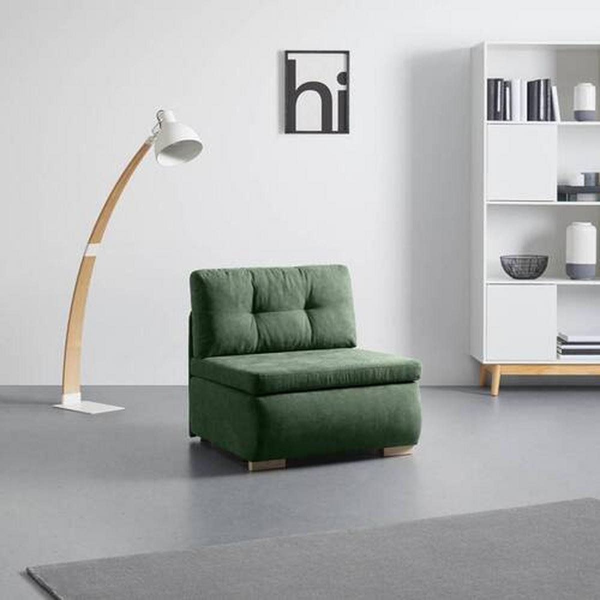 Rozkládací křeslo MODENA, olivově zelená - černá/přírodní barvy, textil/plast (89/88/90cm) - Based