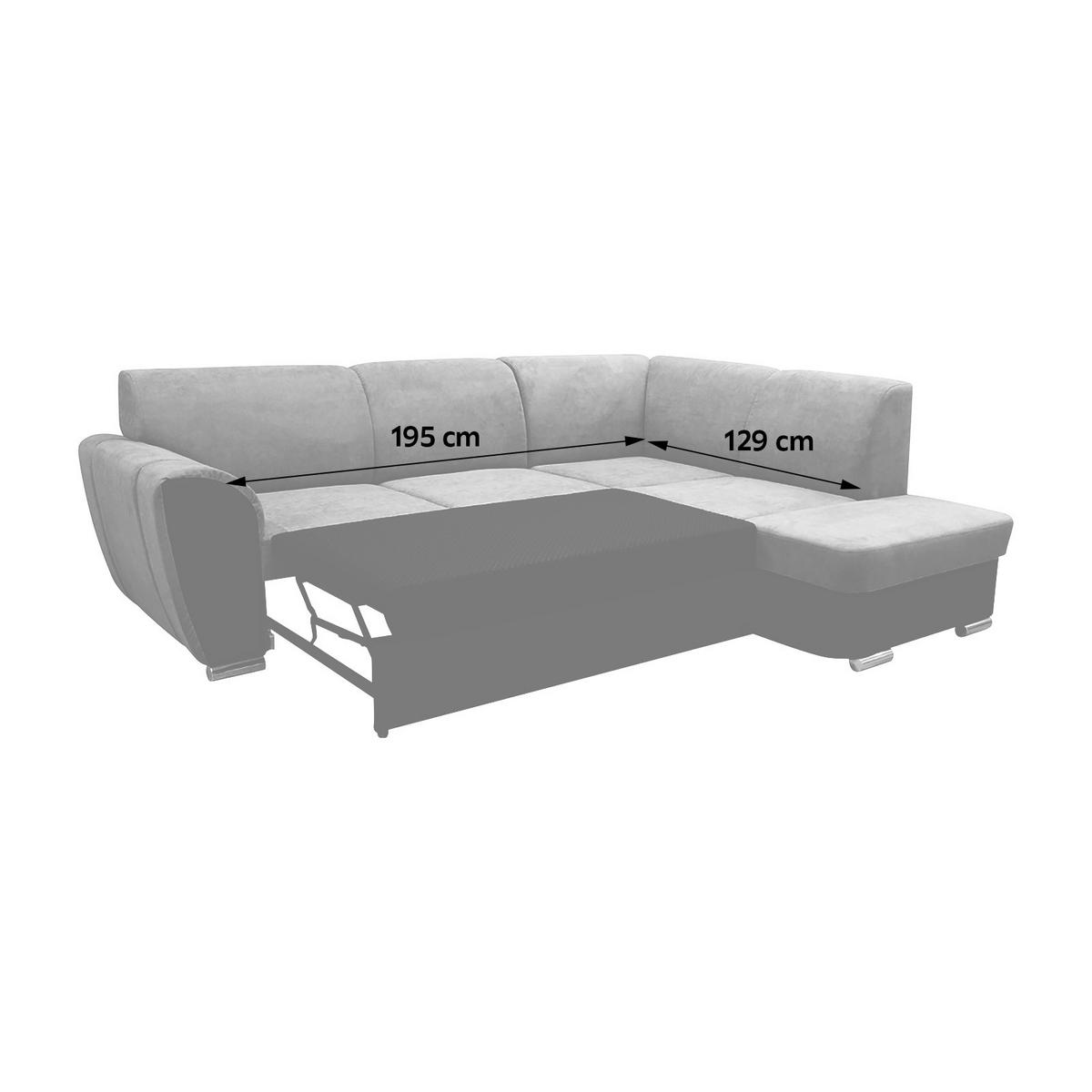 Ecksofa Mit Bettkasten Doris Rücken Echt Grau/schwarz - Silberfarben/Schwarz, Design, Textil (255/196cm) - MID.YOU