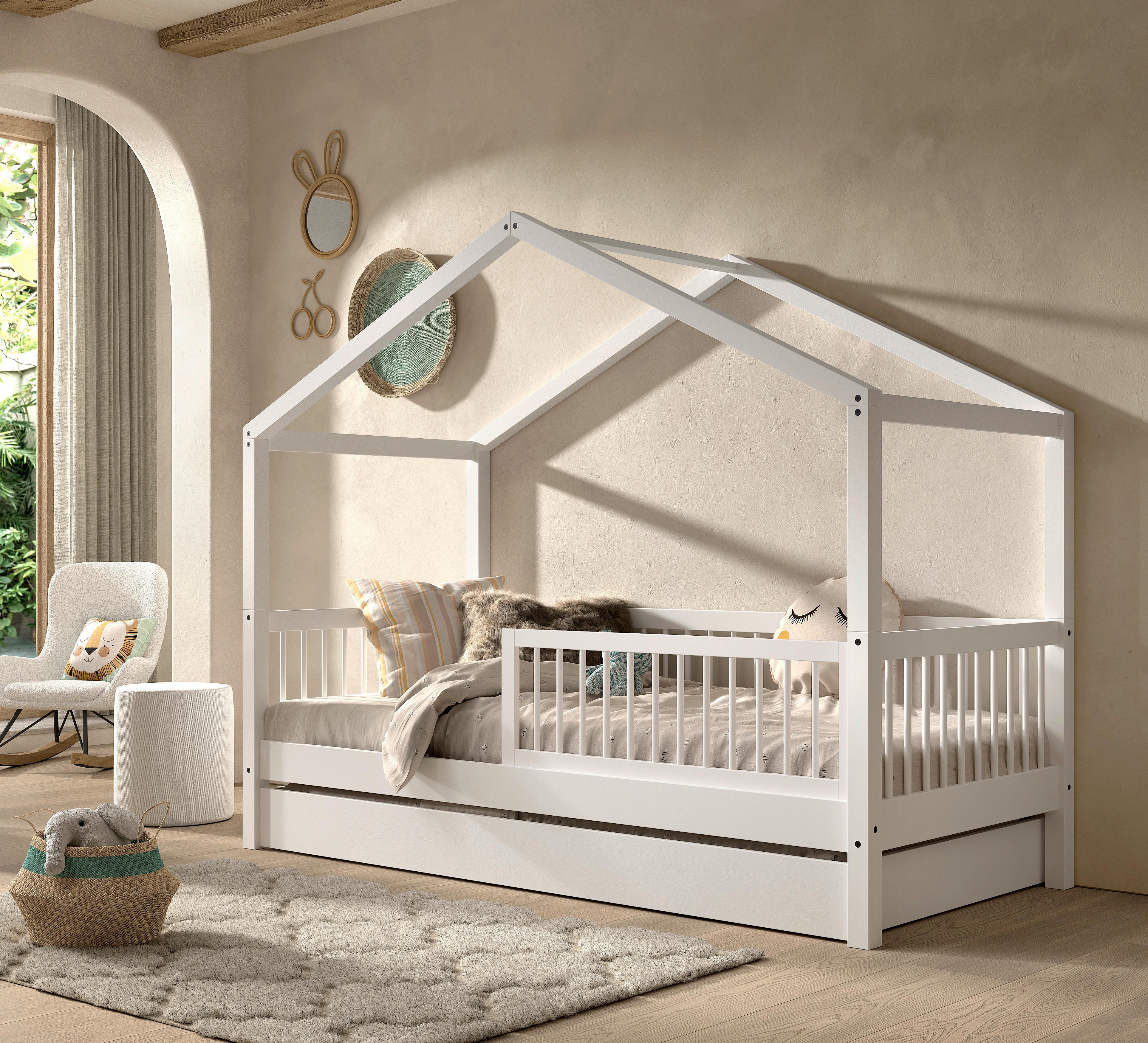 HAUSBETT Forrest Weiß 90x200cm - Weiß/Naturfarben, MODERN, Holz (90/200cm) - Vipack