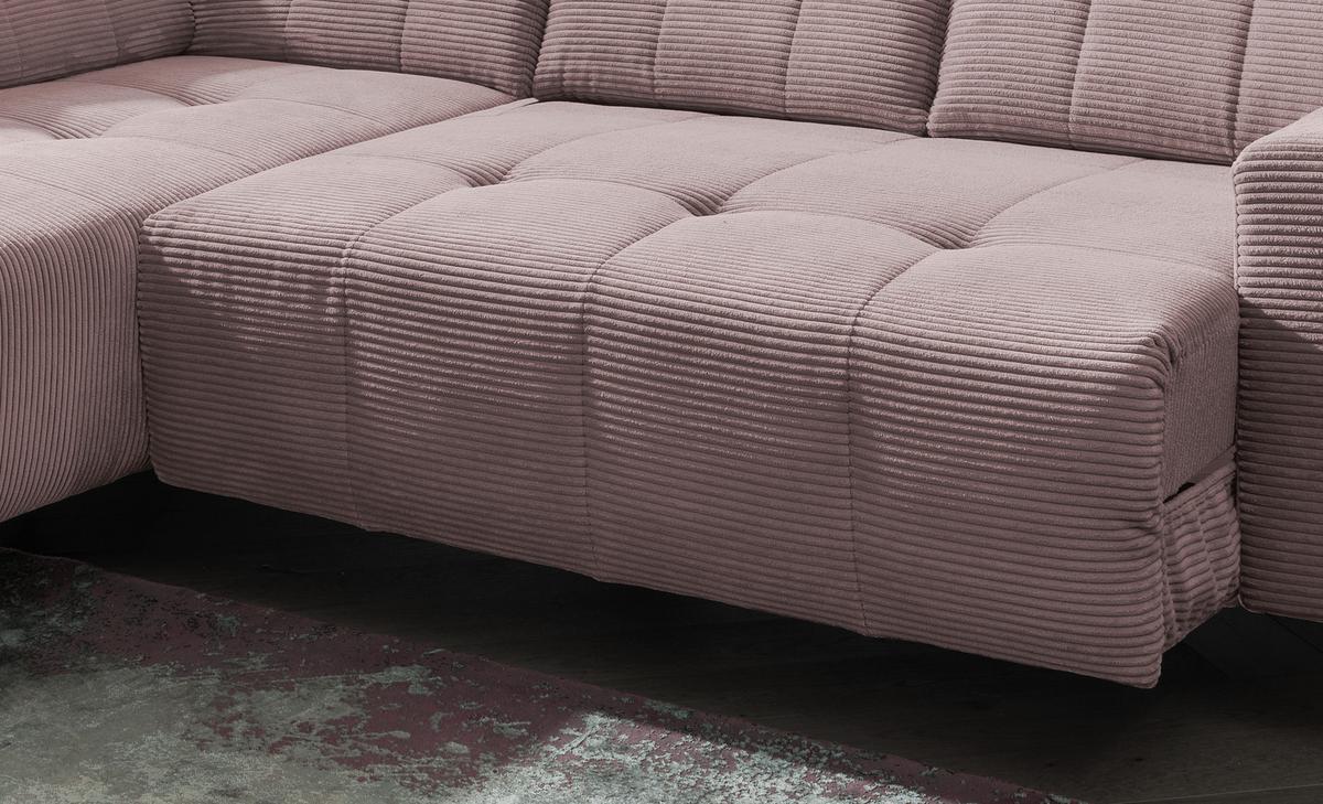Ecksofa Mit Usb Anschluss Sano, Rosa, S: 200x261 Cm - Schwarz/Rosa, MODERN, Textil (200/261cm) - Livetastic
