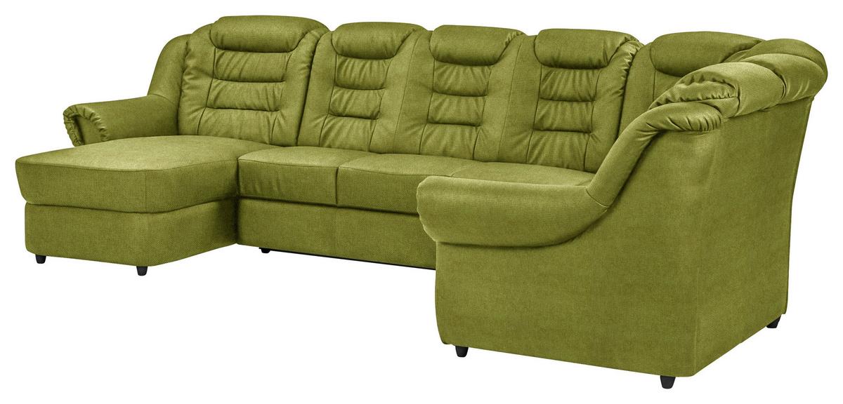 Wohnlandschaft Boston Grün Chenille - Schwarz/Grün, KONVENTIONELL, Textil (165/333/216cm) - Livetastic