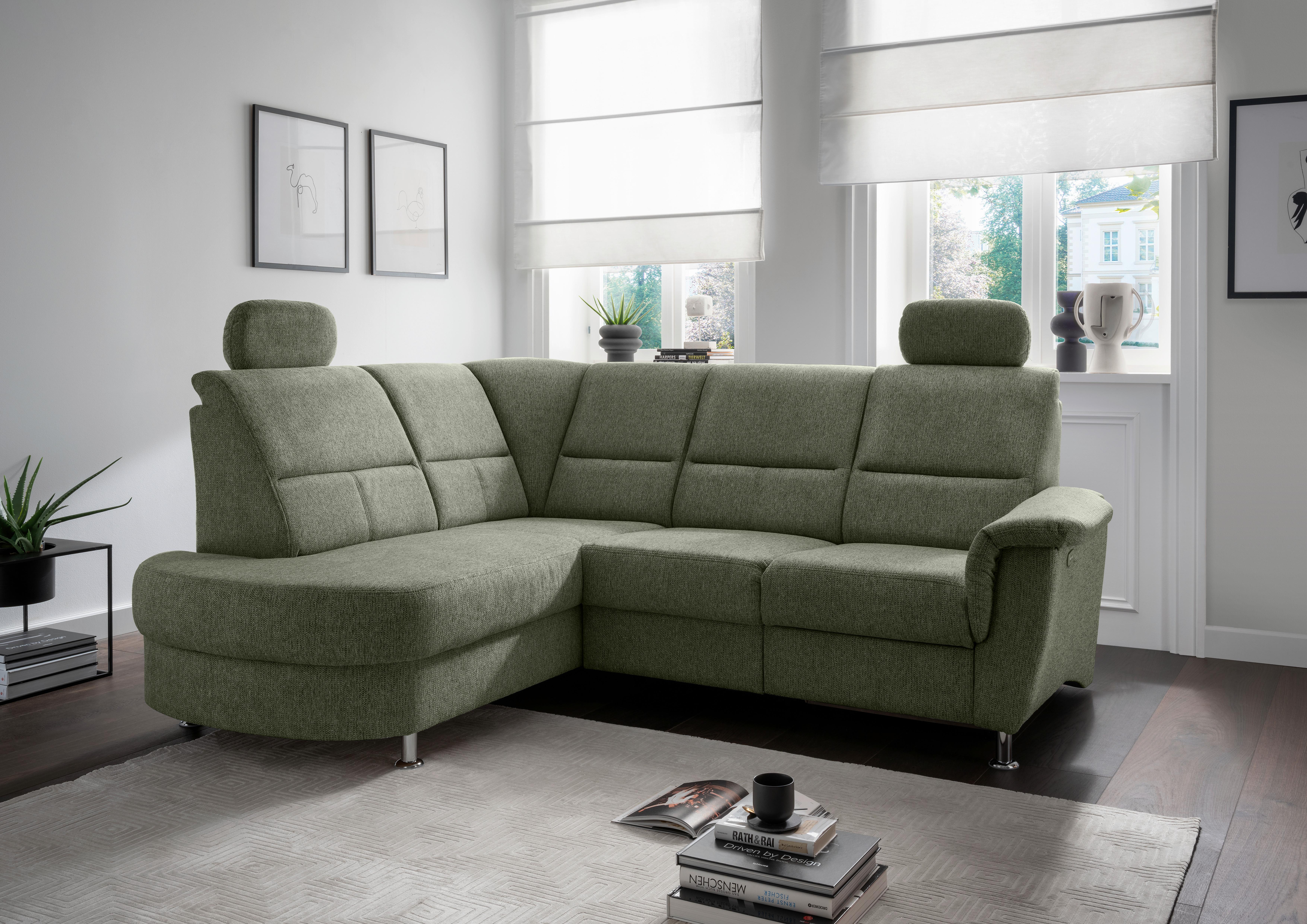 Ecksofa mit Stauraum Parole Grün Chenille - Chromfarben/Grün, KONVENTIONELL, Textil (184/231cm) - Livetastic