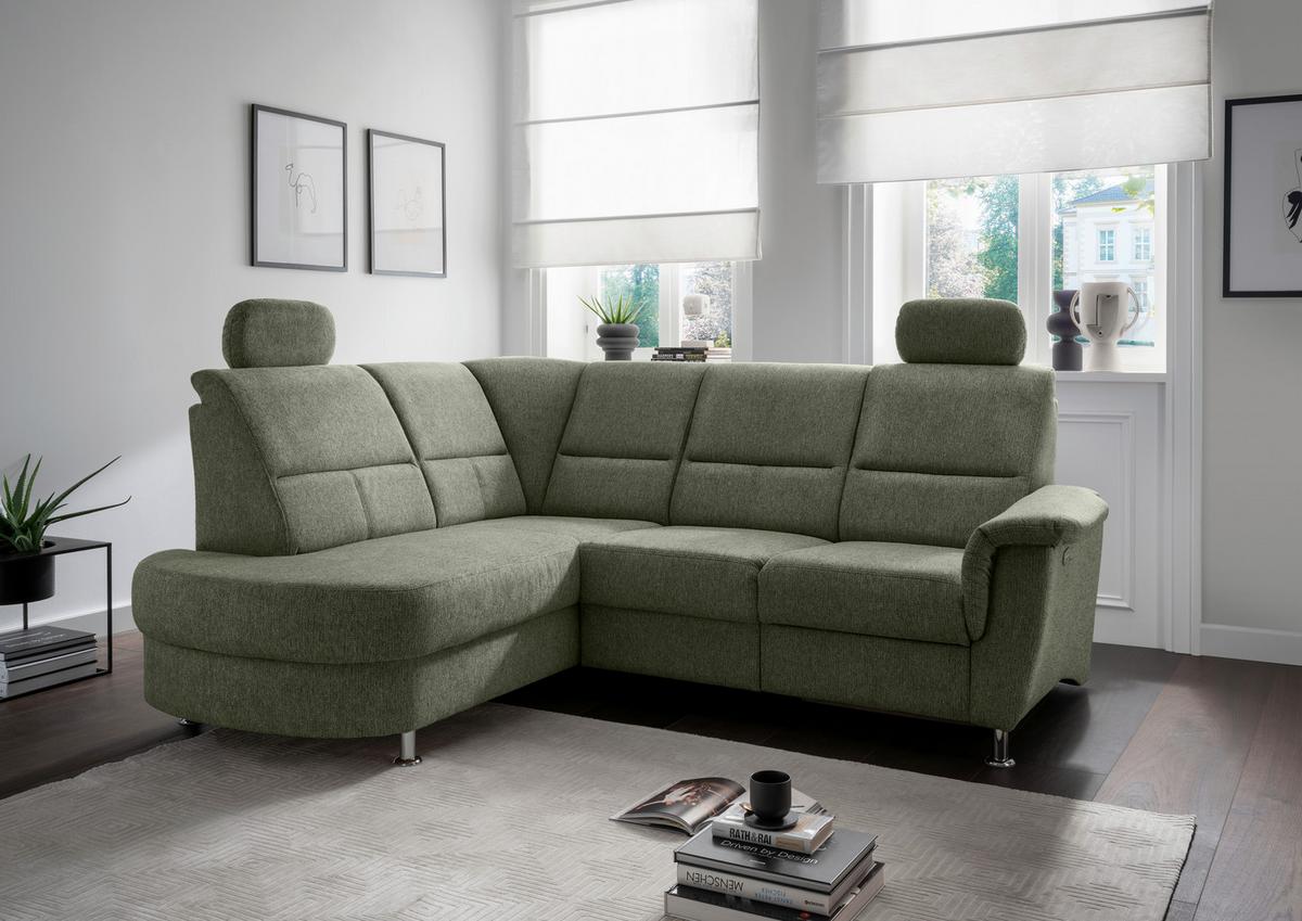 Ecksofa mit Stauraum Parole Grün Chenille - Chromfarben/Grün, KONVENTIONELL, Textil (184/231cm) - Livetastic