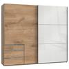 Schwebetürenschrank Mit Laden B:250cm Level Weiß/eiche Dekoe - Eichefarben/Weiß, MODERN, Holzwerkstoff (250/216/65cm) - MID.YOU