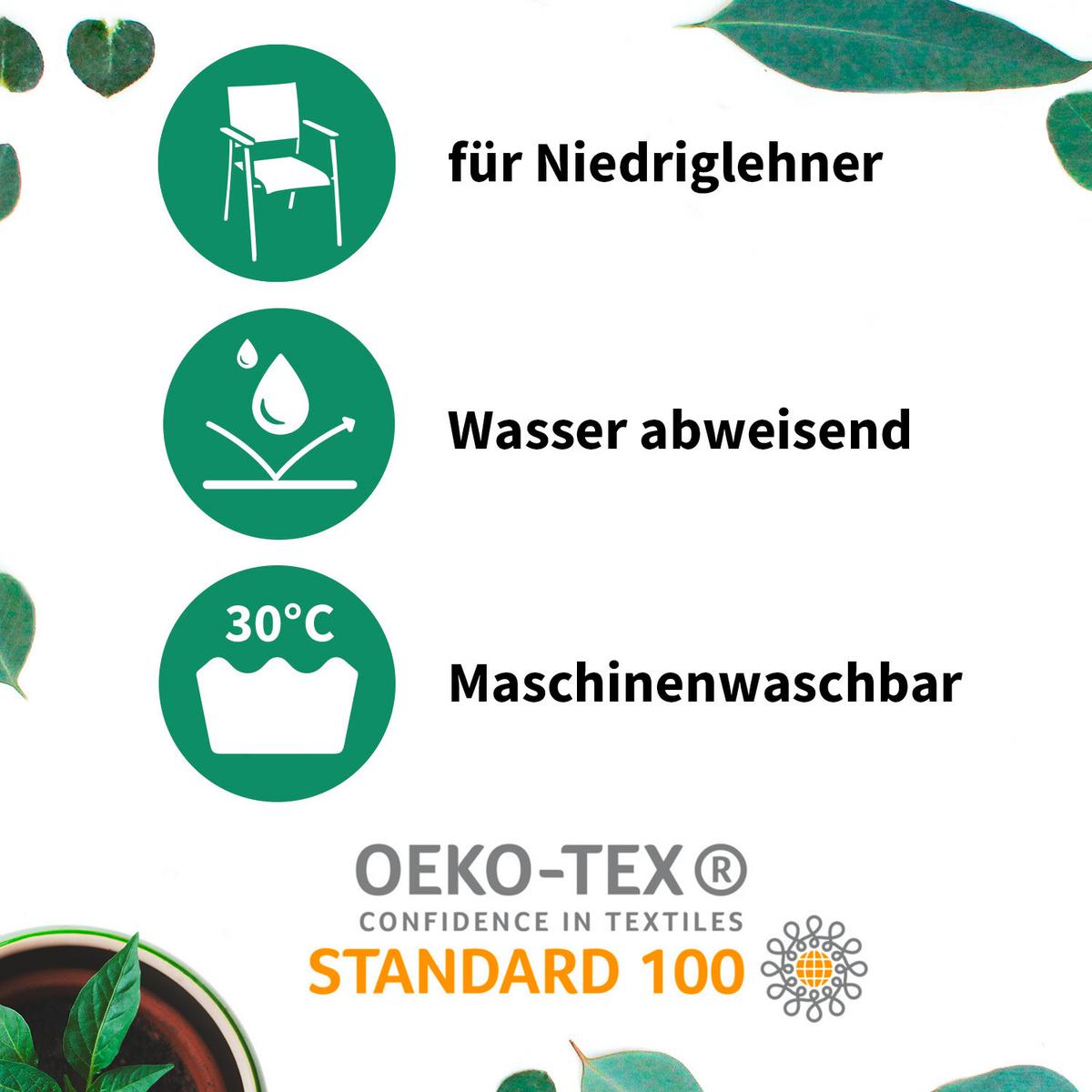 Niederlehner Auflage 4er-set Belgrad 100x50x6cm Bunt - Anthrazit/Schwarz, Basics, Textil (100/50/6cm) - Gardenson