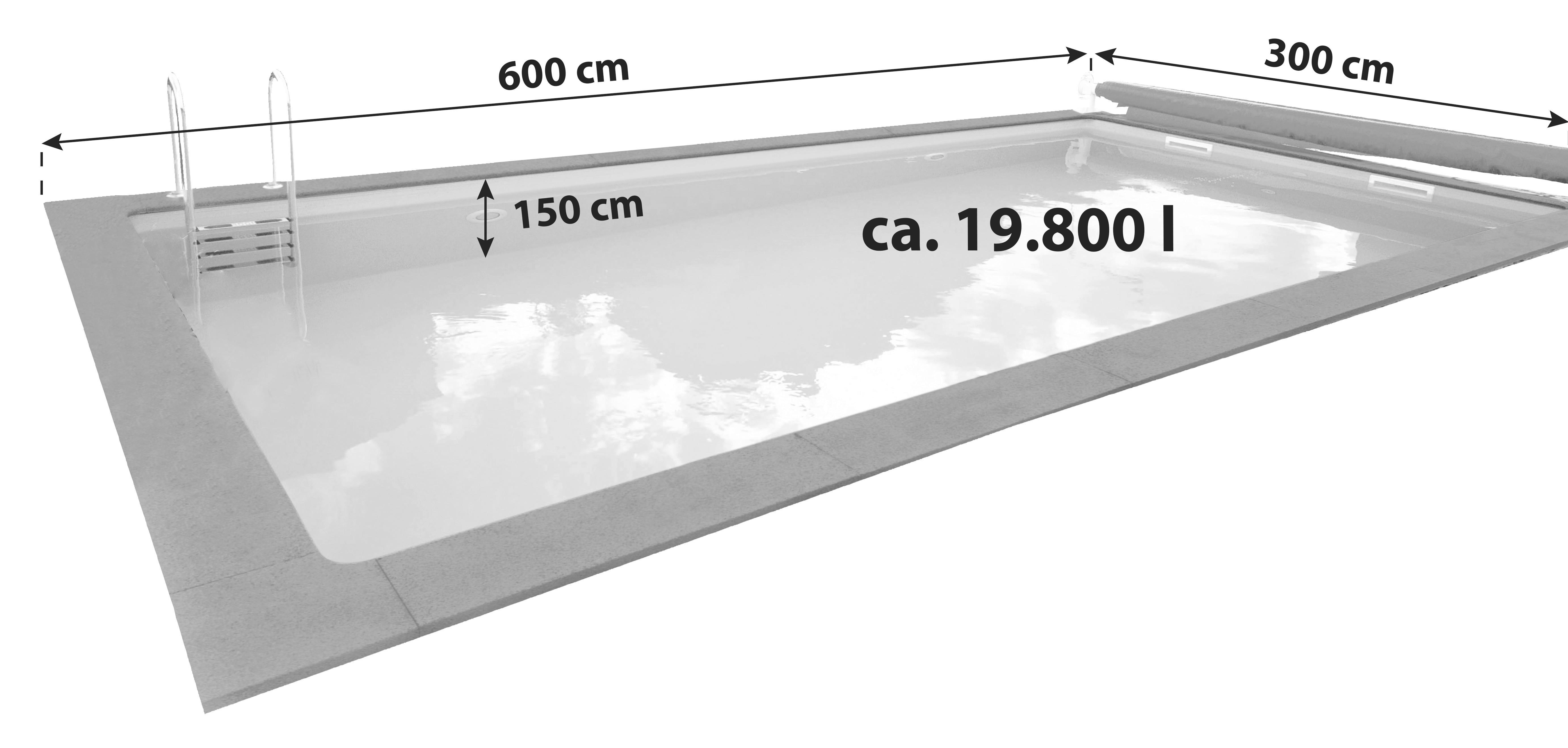 Styroporpool Rechteckig Gran Canaria mit Leiter L: 600 cm - Blau, Basics, Kunststoff (600/300/150cm)