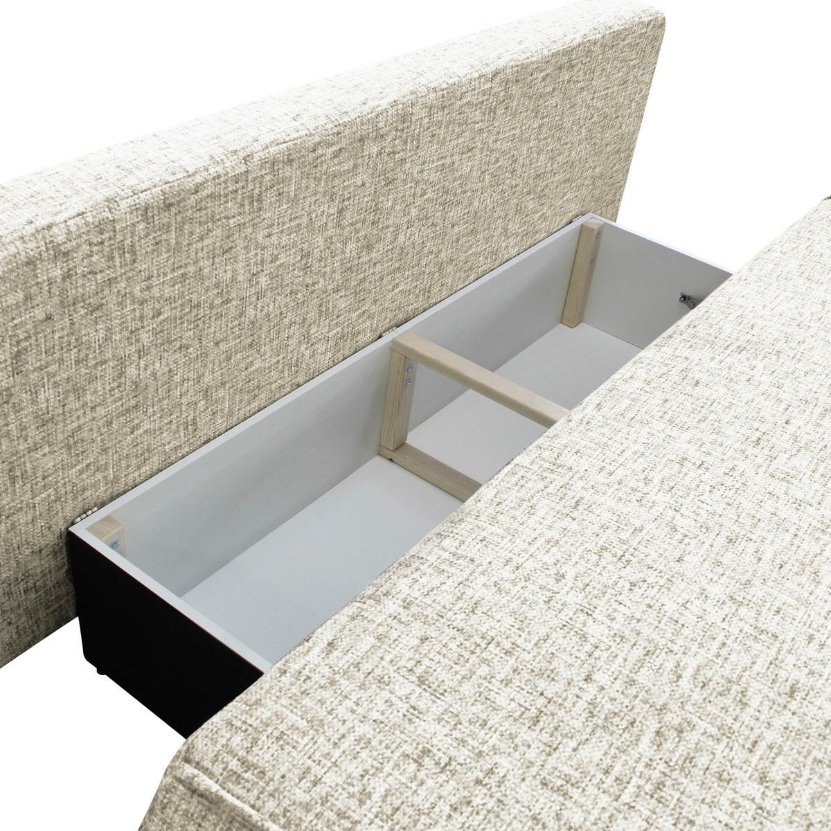 Schlafsofa Paros Beige B: 214 Cm - Beige/Schwarz, Design, Textil (214/96/105cm) - MID.YOU