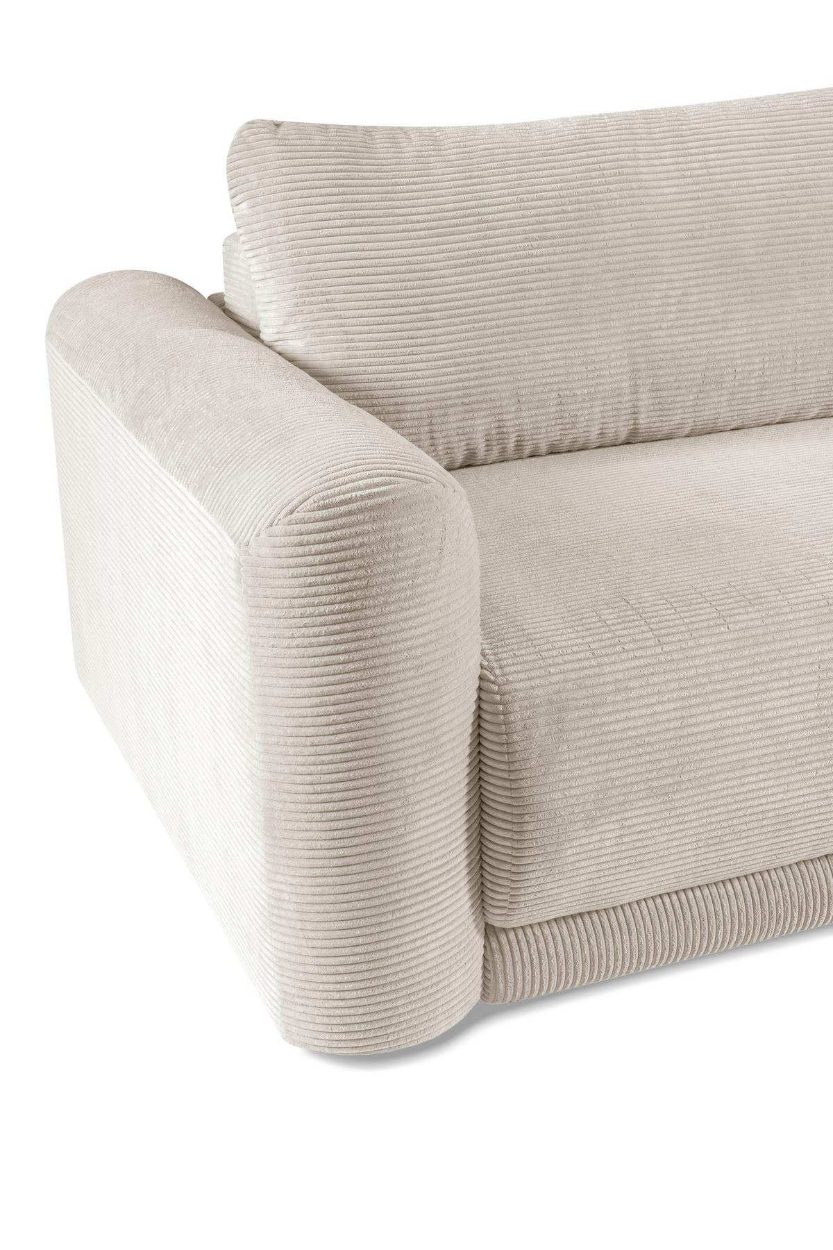 Schlafsofa Norman Creme B: 252cm - Creme/Schwarz, Design, Textil (252/93/167cm) - Livetastic