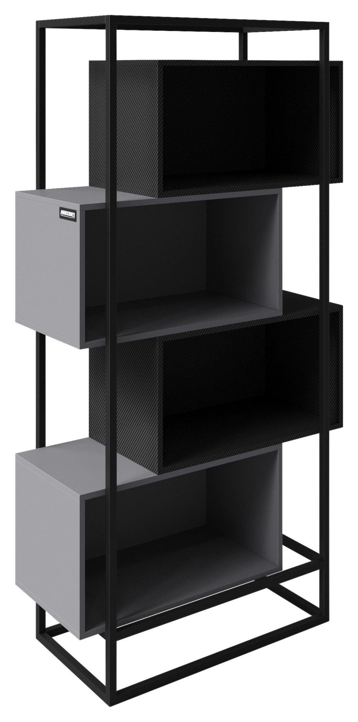 Regal Minecraft - Schwarz/Grau, MODERN, Holzwerkstoff/Metall (70/164/38cm) - Minecraft