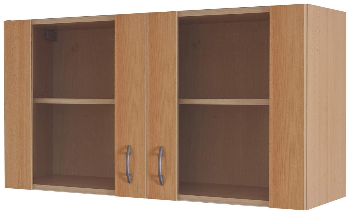 Horná kuchynská skrinka NANO HG 100 - farba buka/farba ušľachtilej ocele, Modern, kompozitné drevo/plast (100/54/32cm) - MID.YOU
