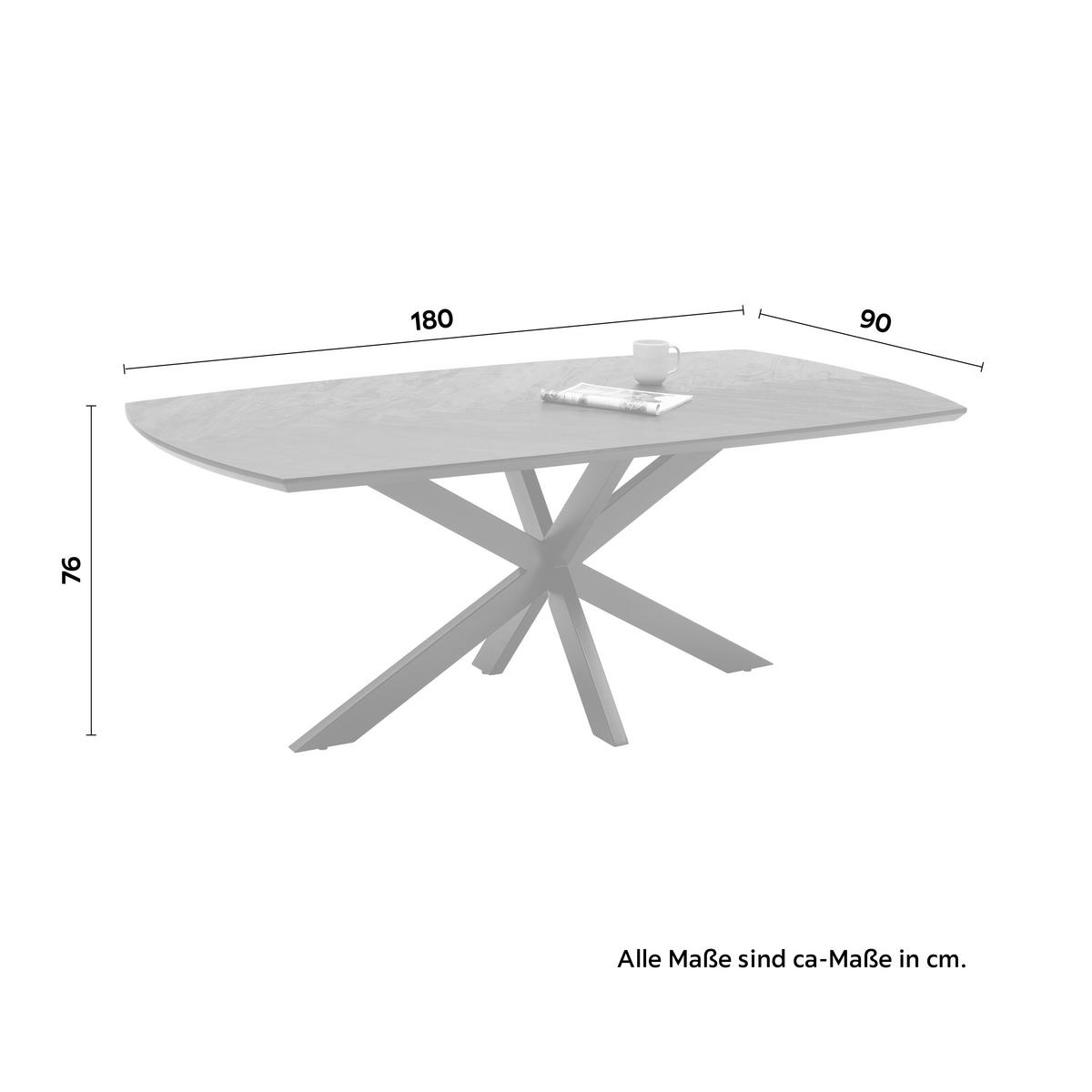 Jedálenský stôl dyha PUEBLO 180 - čierna/antracitová, Modern, kov/drevo (180/76/90cm) - Premium Living