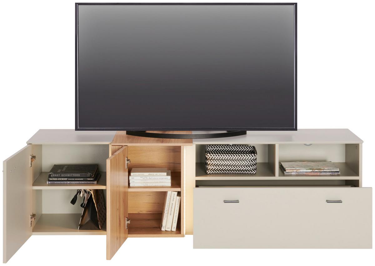 KOMODA POD TELEVIZI SANTANA - Moderní, kov/kompozitní dřevo (177,9/51,5/44,8cm)