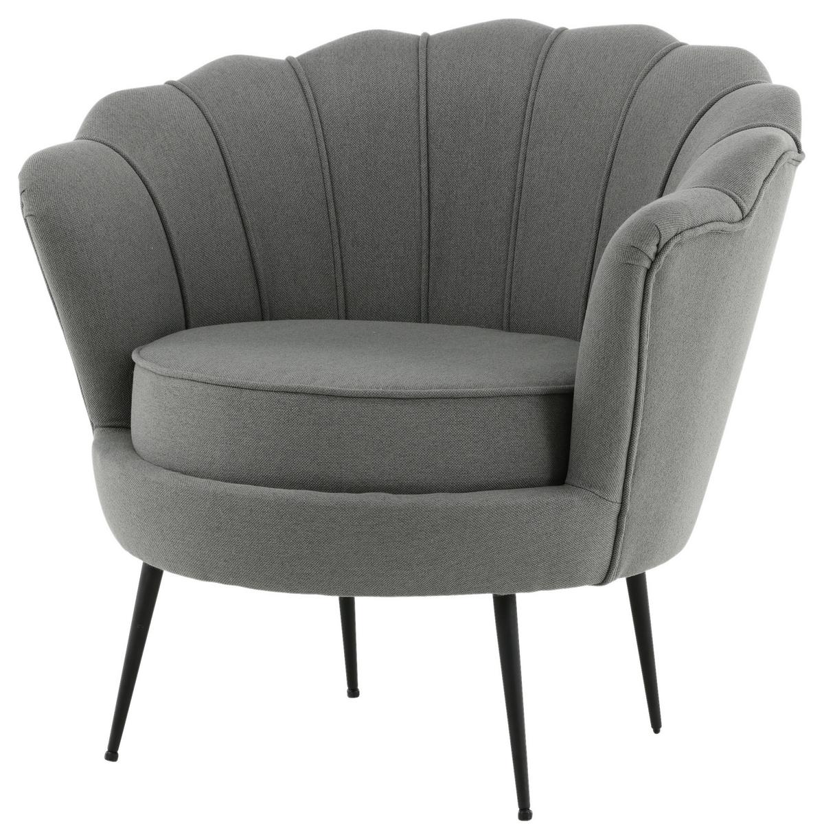 Sessel Calais - Schwarz/Grau, Design, Textil/Metall (83/76/77cm) - Livetastic