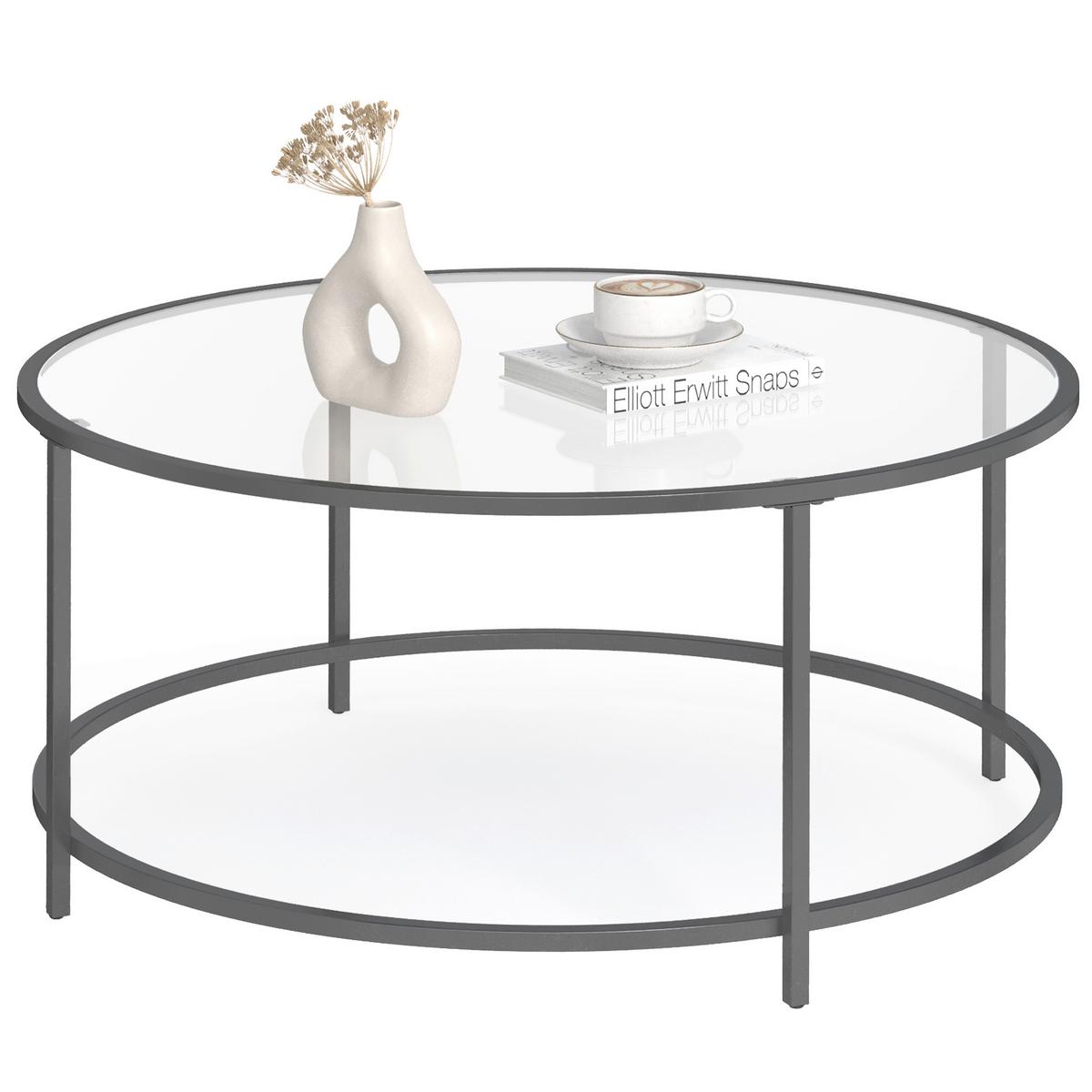 KONFERENČNÝ STOLÍK KOV ČIERNY/SKLO - čierna, Trend, kov (84/45,5/84cm) - MID.YOU