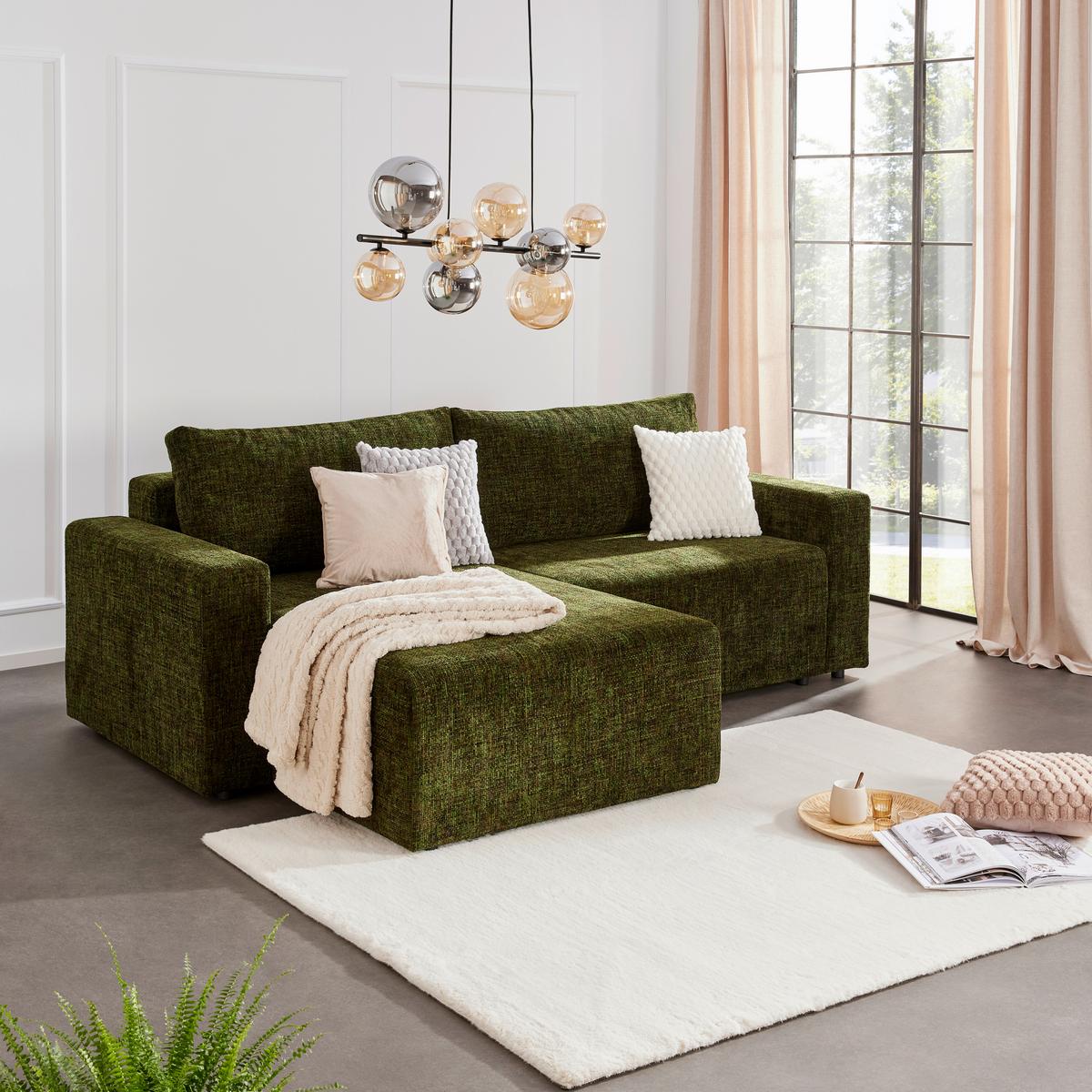 Ecksofa Dallas Grün/Dunkelgrün  173x258 cm - Waldgrün/Dunkelgrün, MODERN, Holz/Kunststoff (173/258cm)